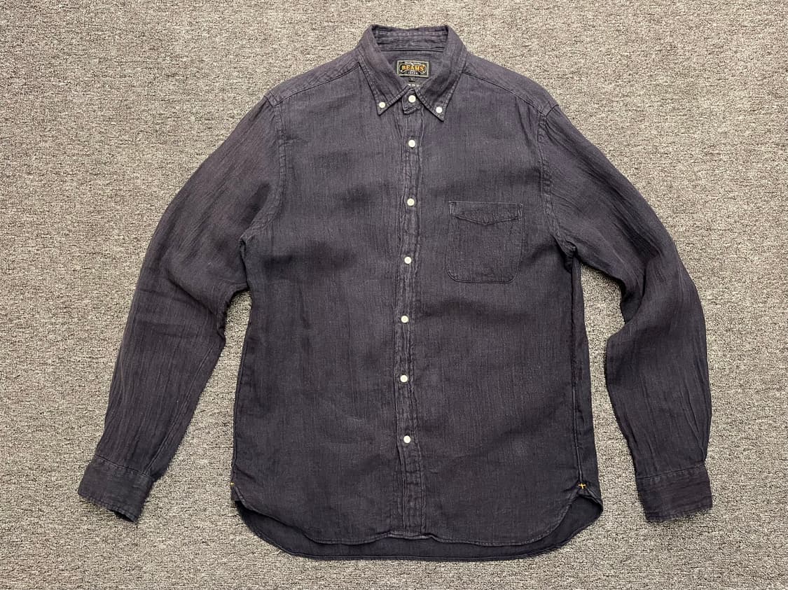 [100] 빔즈플러스 네이비 린넨셔츠 L  상품이미지1