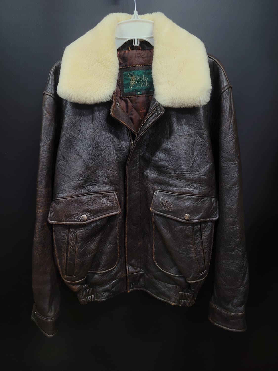 Vintage Polo Club Leather Bomber Jacket 상품이미지1