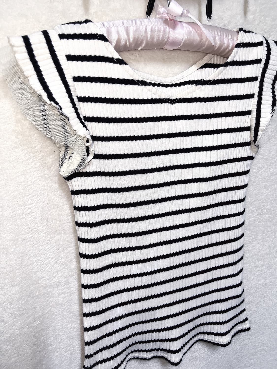 로맨틱갸루 스트라이프 프릴레이스 반팔 로걀탑 베메클 히메 오네 헤이세이 상품이미지9