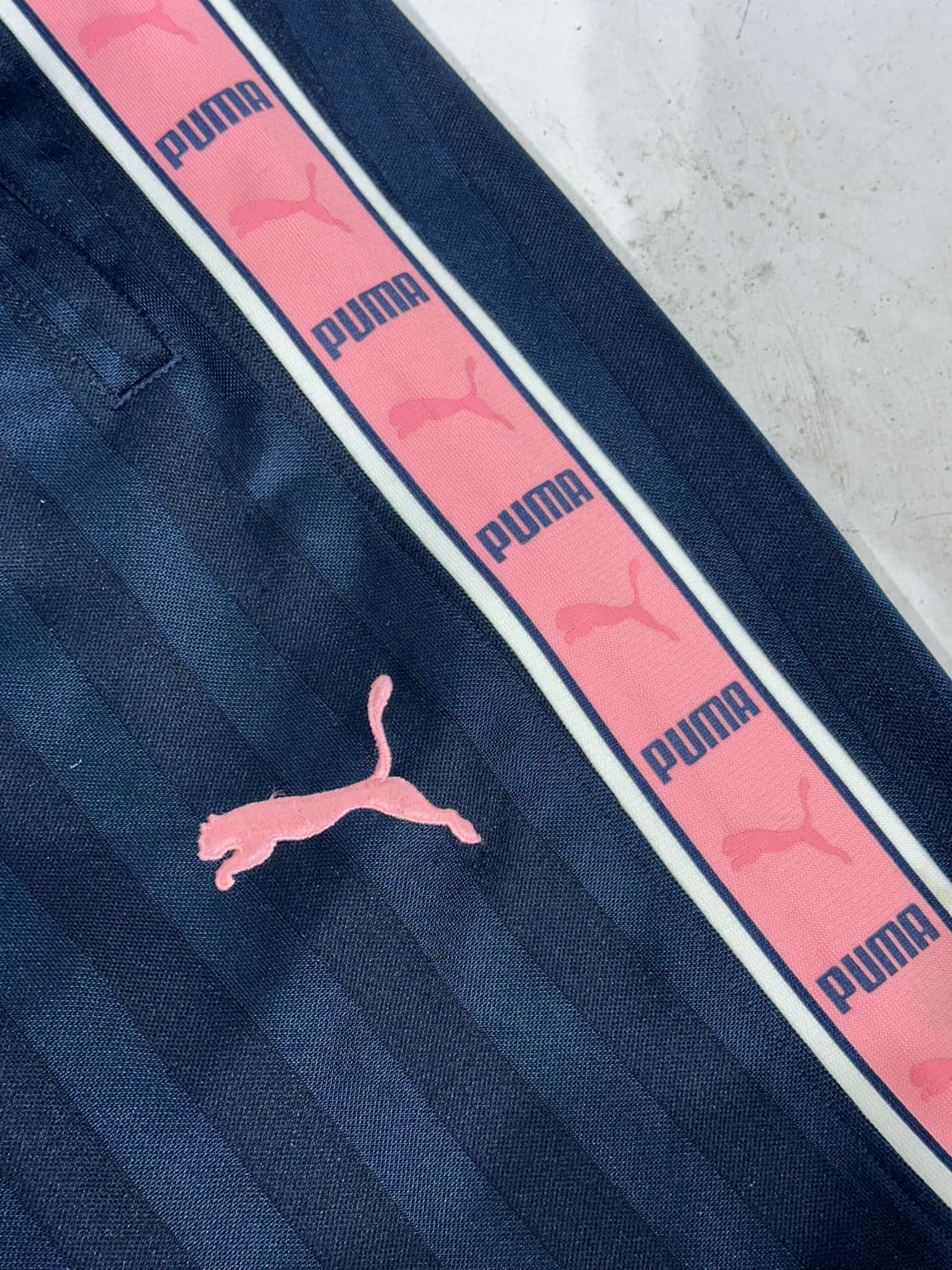 푸마 네이비 핑크 와이드 사이드 라인 추리닝 바지 M 상품이미지6