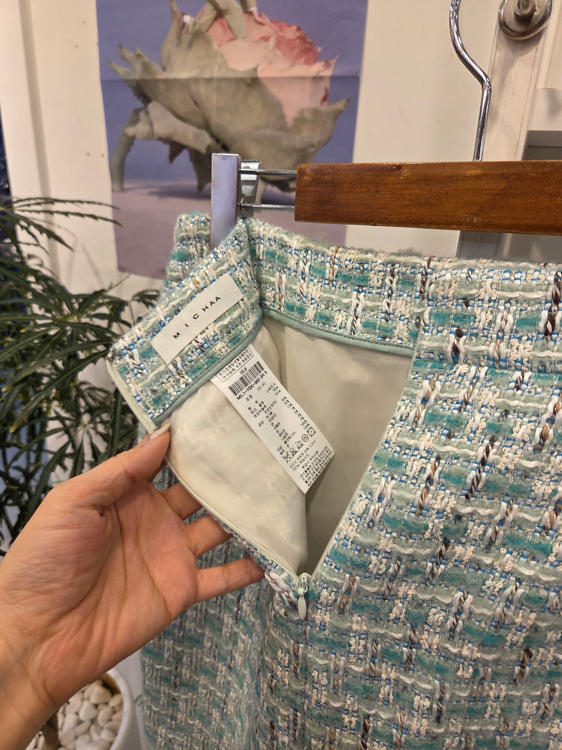 미샤 트위드 슬릿 스커트 상품이미지6