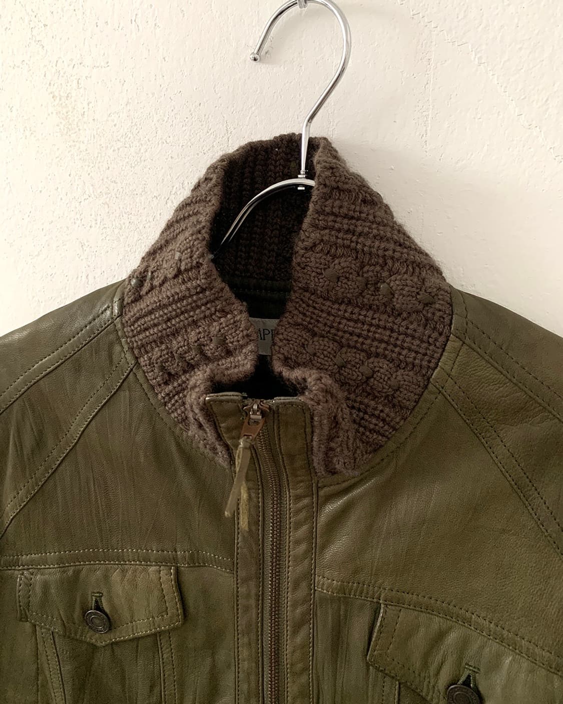 Khaki goatskin leather jacket 상품이미지7