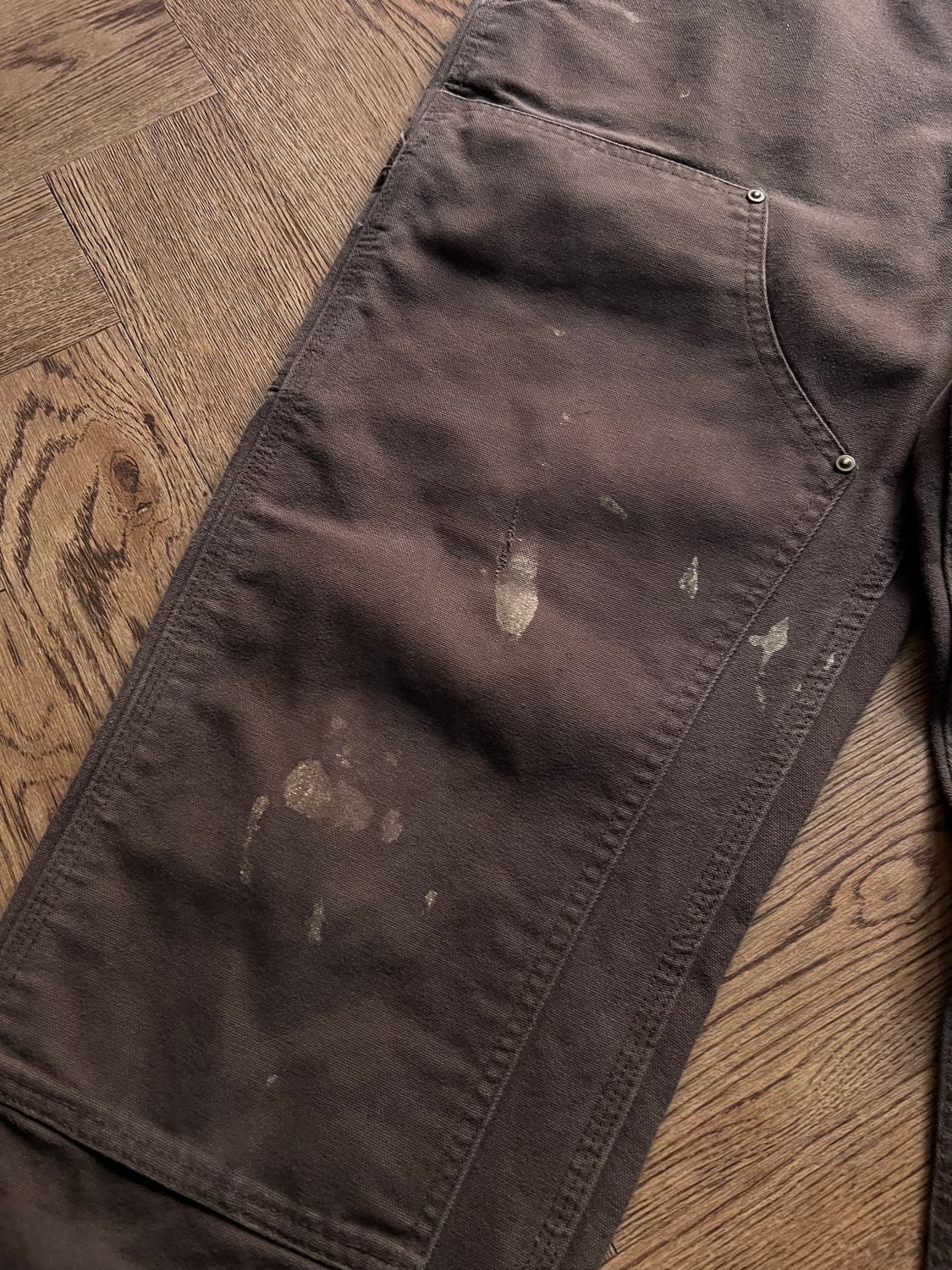 [34]칼하트 USA 빈티지 페인팅 다크브라운 더블니 워크 팬츠 상품이미지3