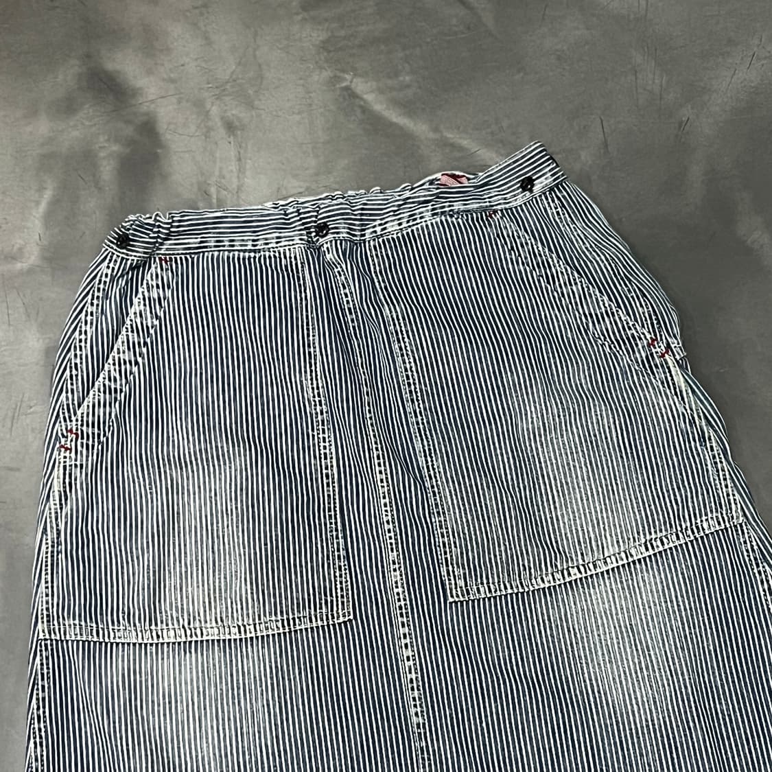  데님 앤 덩가리 스트라이프 미디 스커트 y15806 상품이미지3