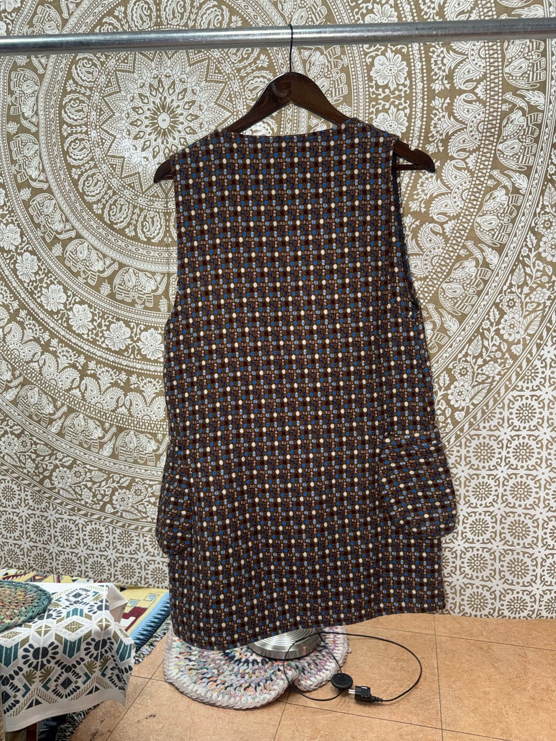 여성 패턴 민소매 모직 미니 원피스  상품이미지4