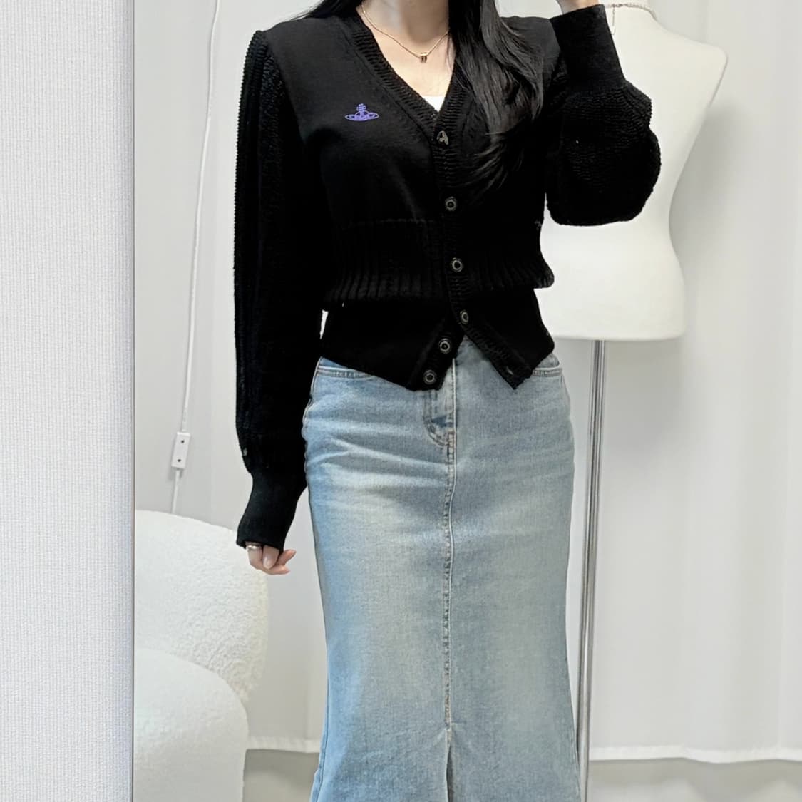 비비안웨스트우드 앵글로매니아 ORB로고 퍼프 슬리브 가디건 상품이미지3