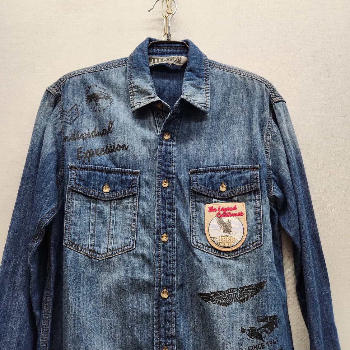 Jeep 지프 투포켓 로고 와펜 빈티지 워싱셔츠 S(S) 상품이미지2