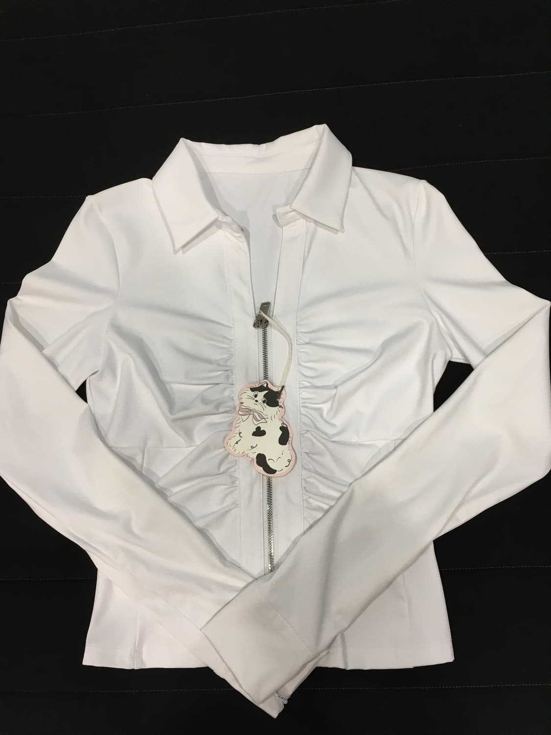 새상품,택o)페일베이드 Collar Shirring  Zip-Up-화이트 상품이미지7