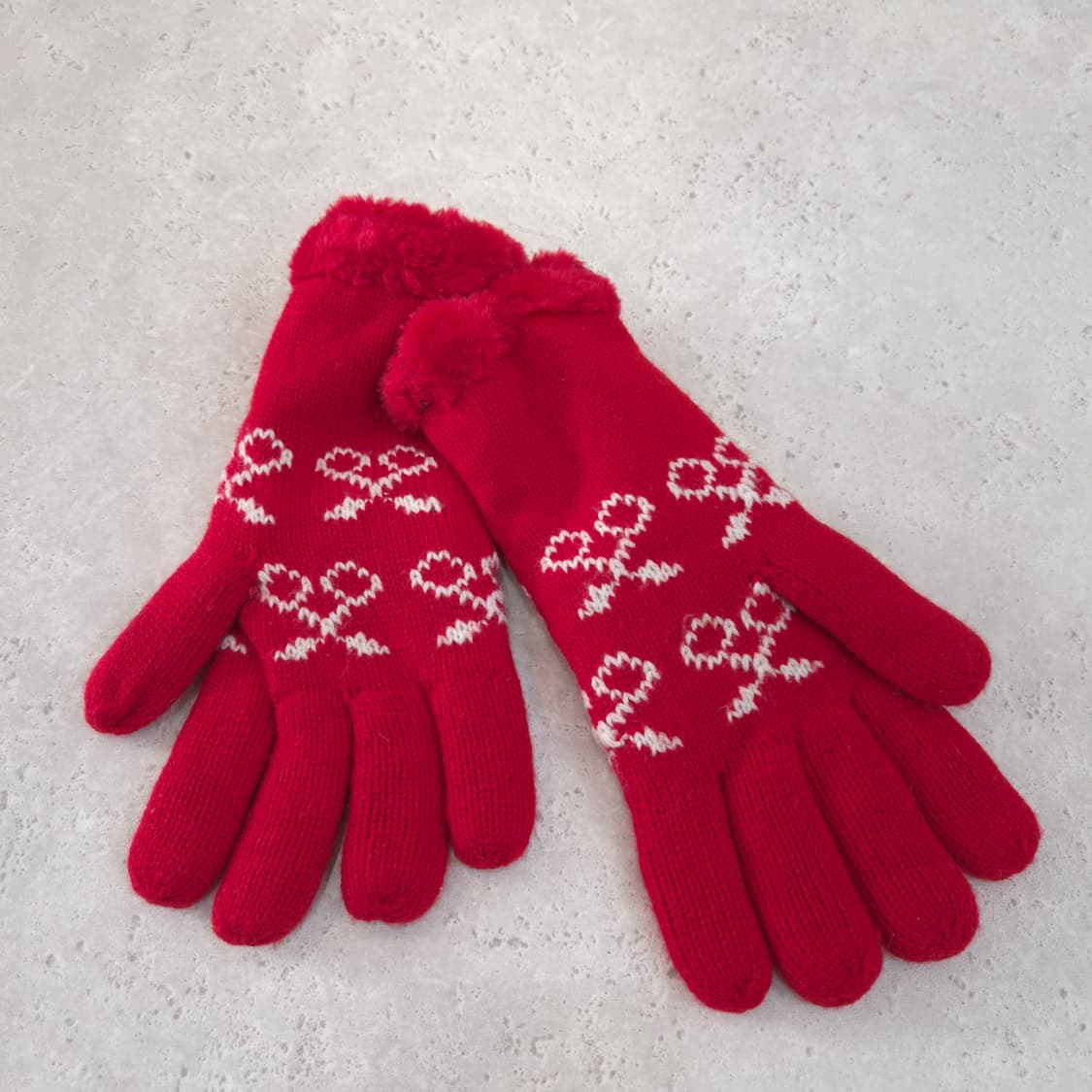 레드 로즈코사지 니트장갑 상품이미지2