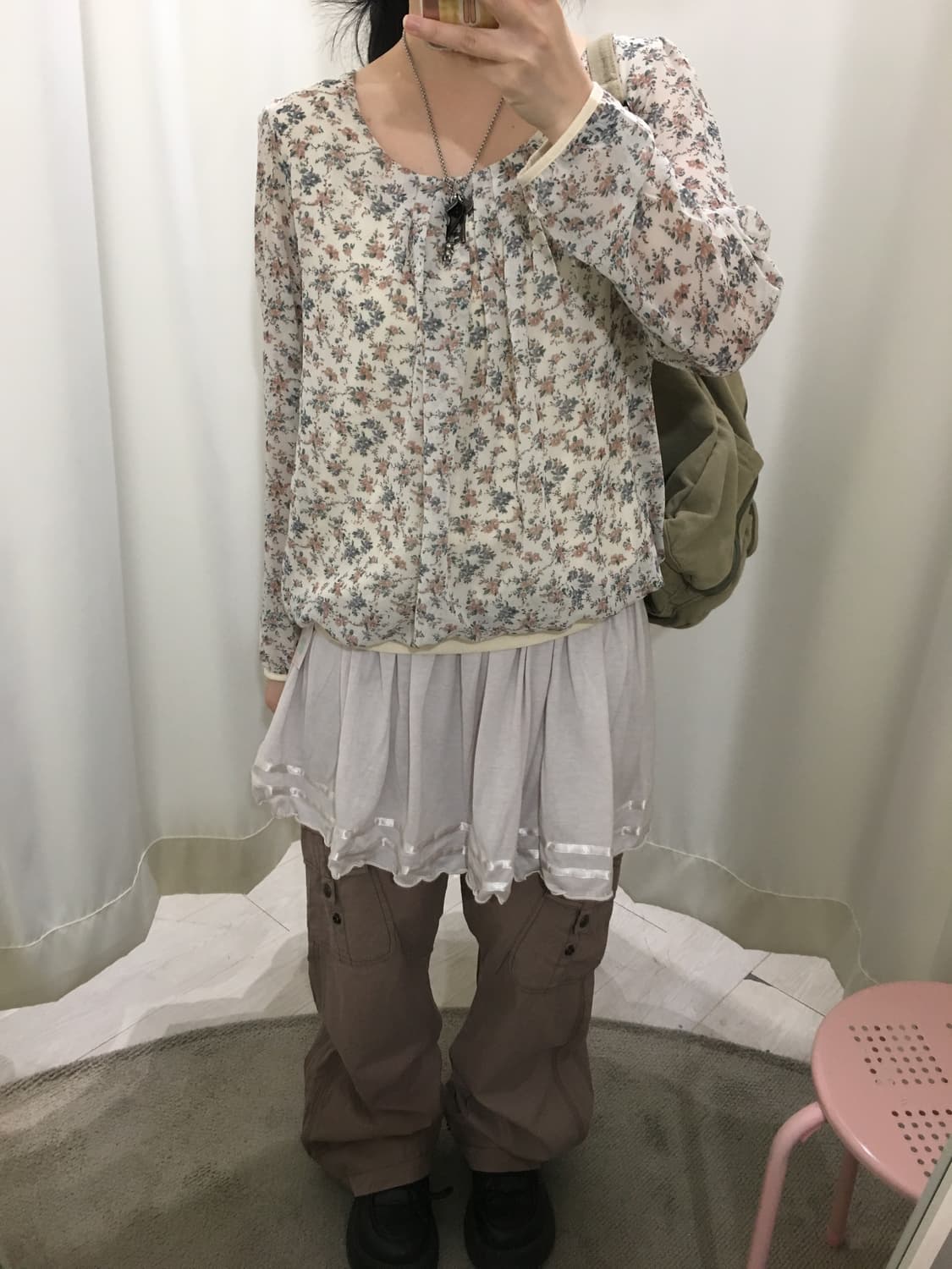 잔꽃 레이어드 블라우스 상품이미지4