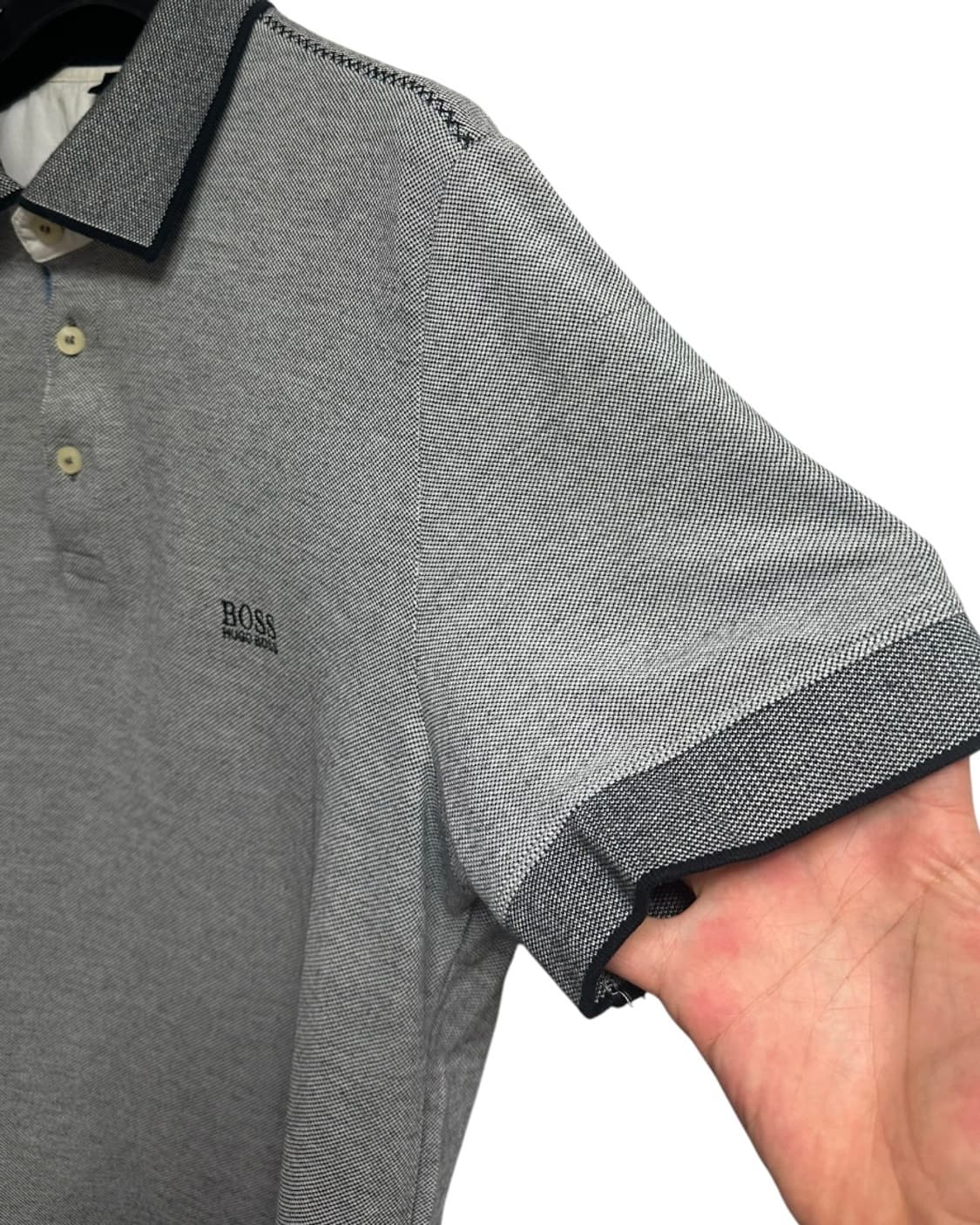 보스(hugo boss)그레이 코튼 반팔 카라티셔츠 L size 상품이미지3