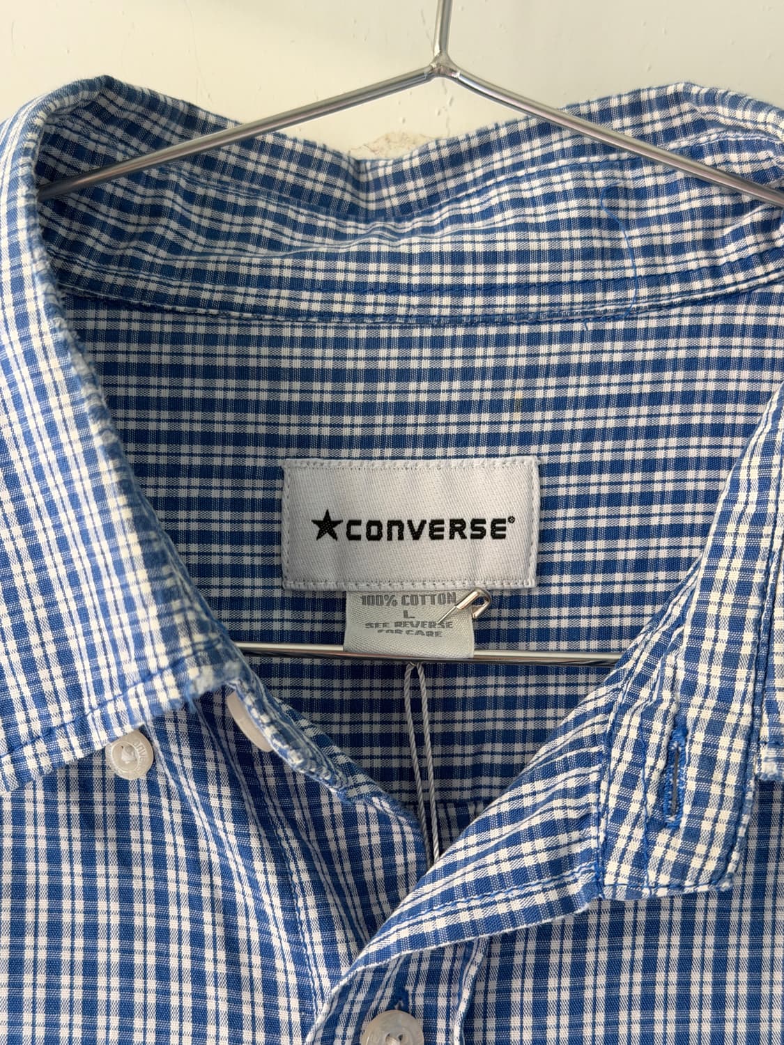 일본빈티지 컨버스 블루 체크셔츠 상품이미지7