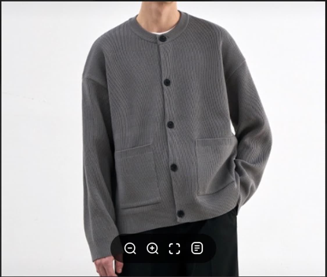 (새상품)(L) 드로우핏 오버사이즈 PBT 라운드 가디건 GREY 판매 상품이미지2