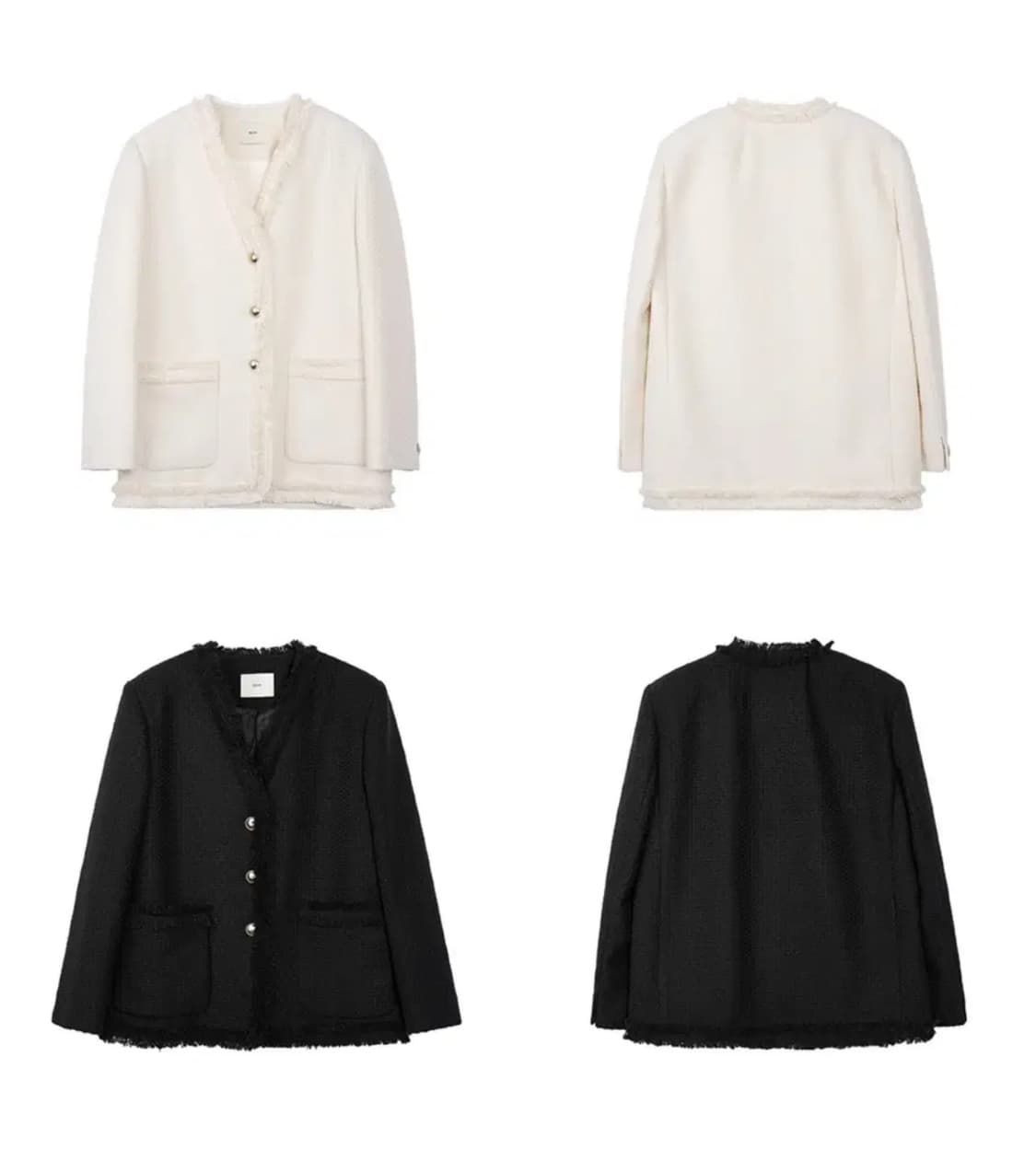 쏘이르 브이넥 트위드 자켓 - IVORY, BLACK 상품이미지3