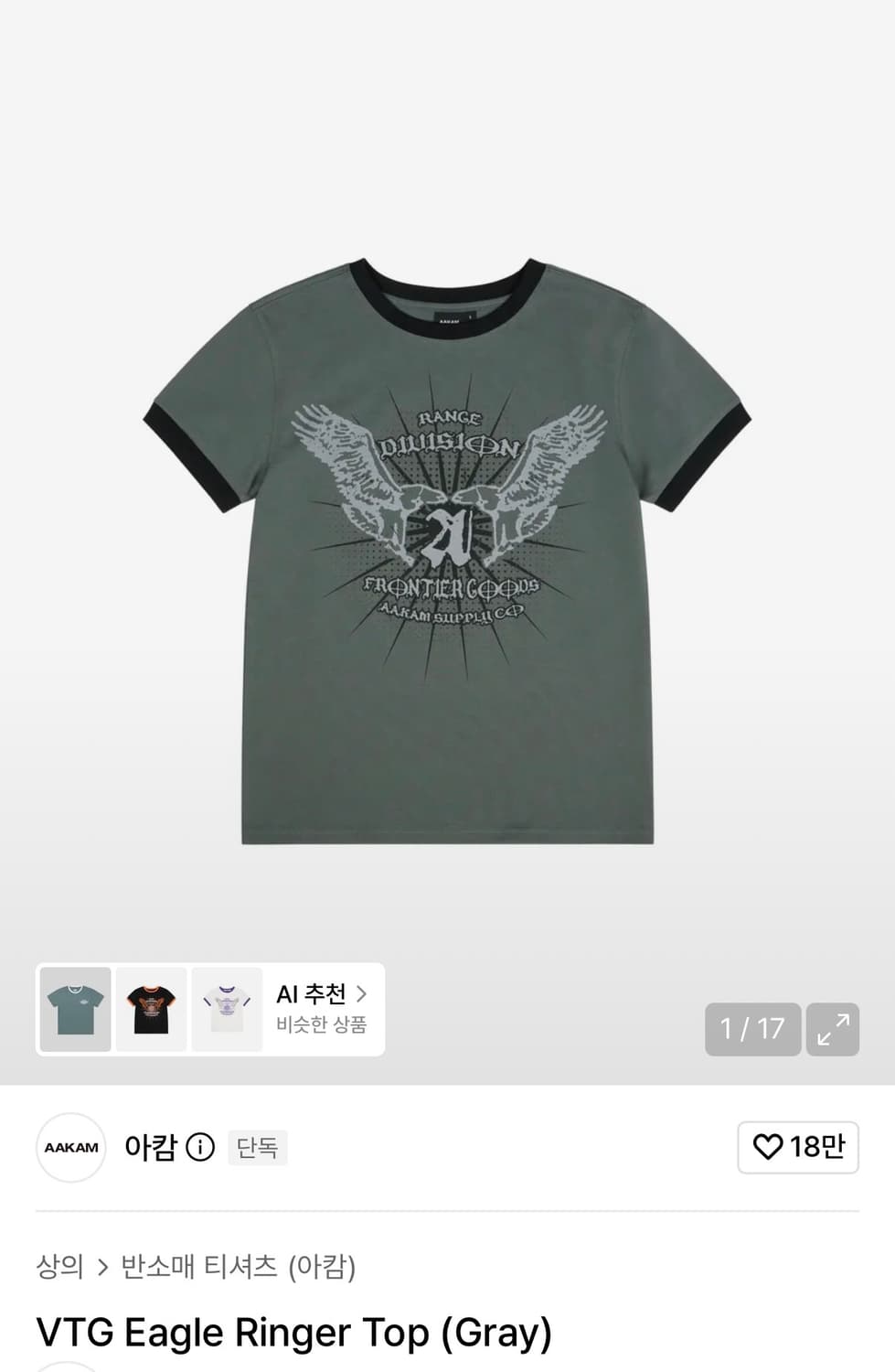 아캄 VTG eagle ringer top 상품이미지1