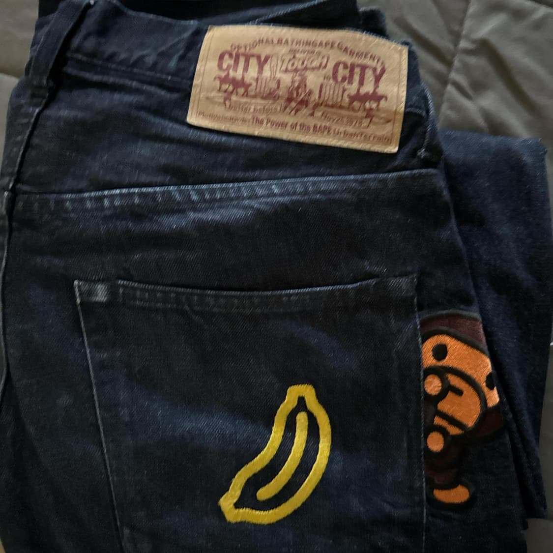 베이프 베이비 마일로 자수 데님 팬츠 상품이미지2