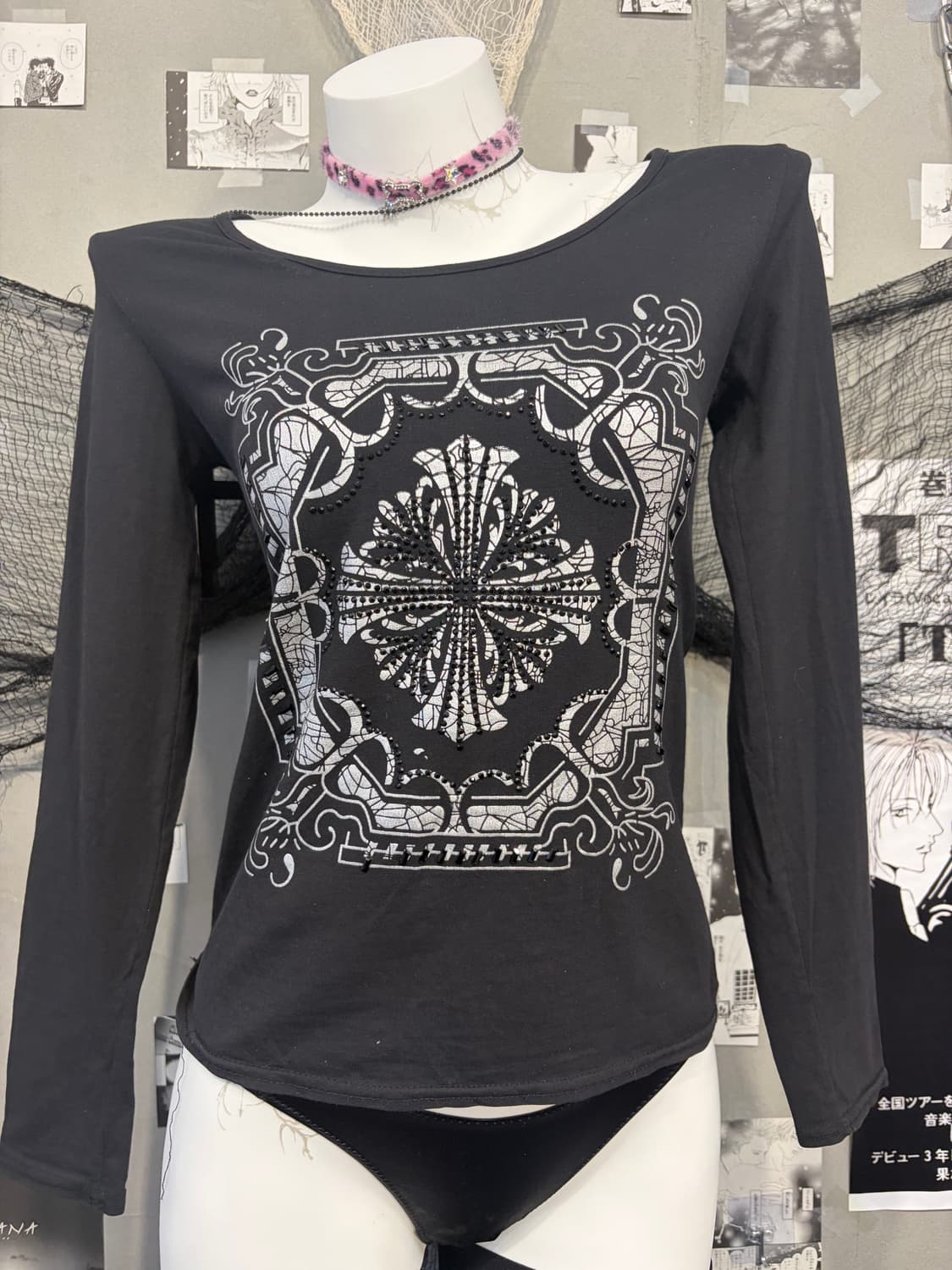 Y2K cubic cross Cut-out back longsleeve 상품이미지6