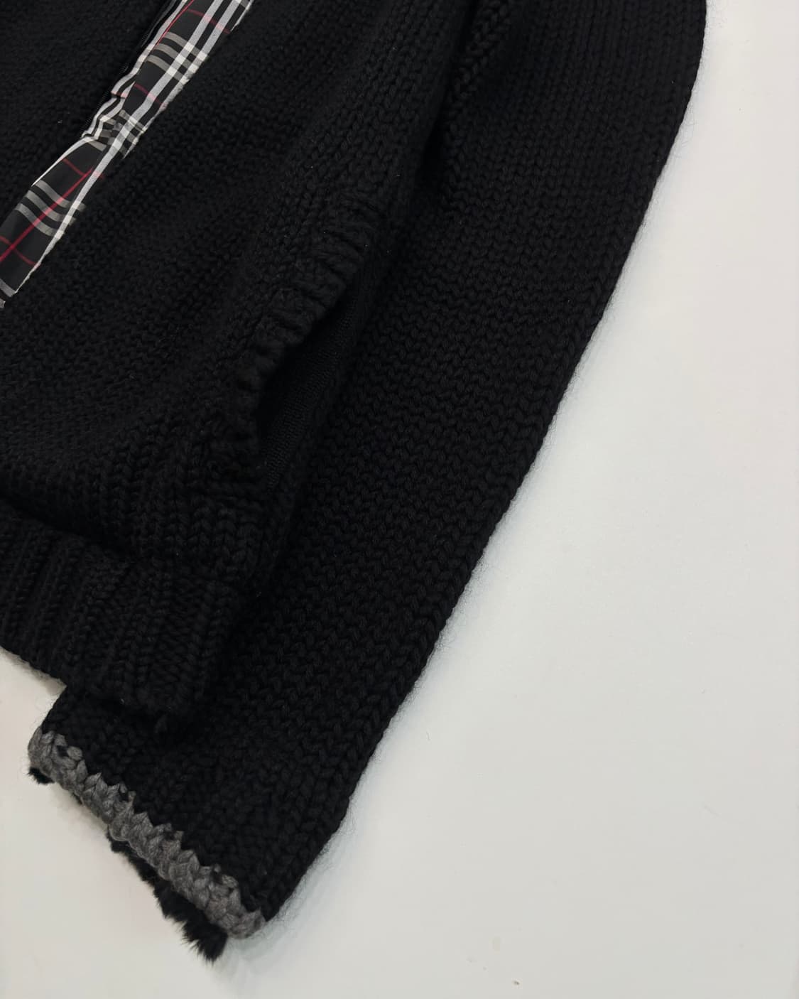 Burberry 버버리 블랙라벨 퍼카라 니트 자켓 상품이미지5