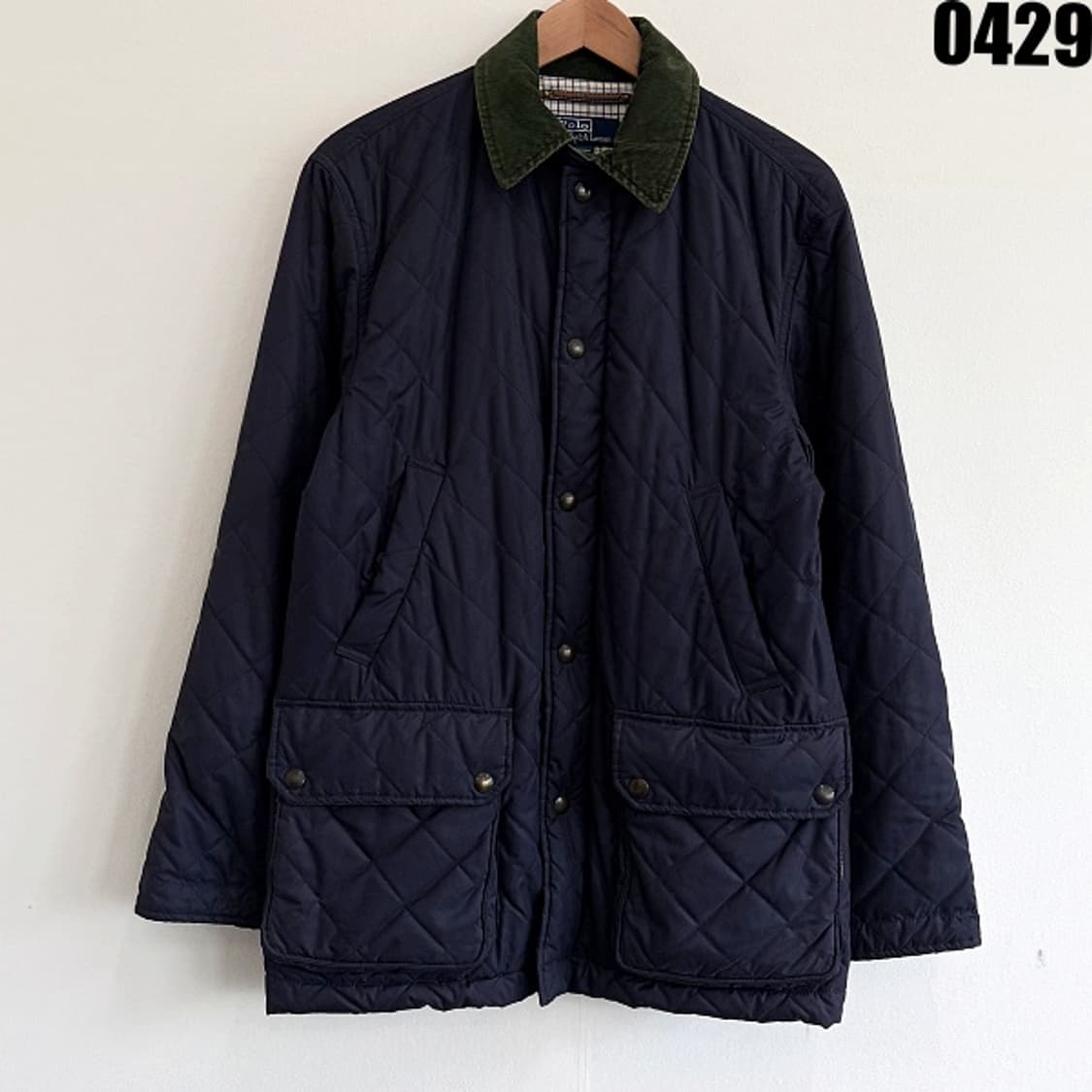폴로 랄프로렌 퀼팅 자켓 네이비 코듀로이 카라 클래식 S 0429 상품이미지1
