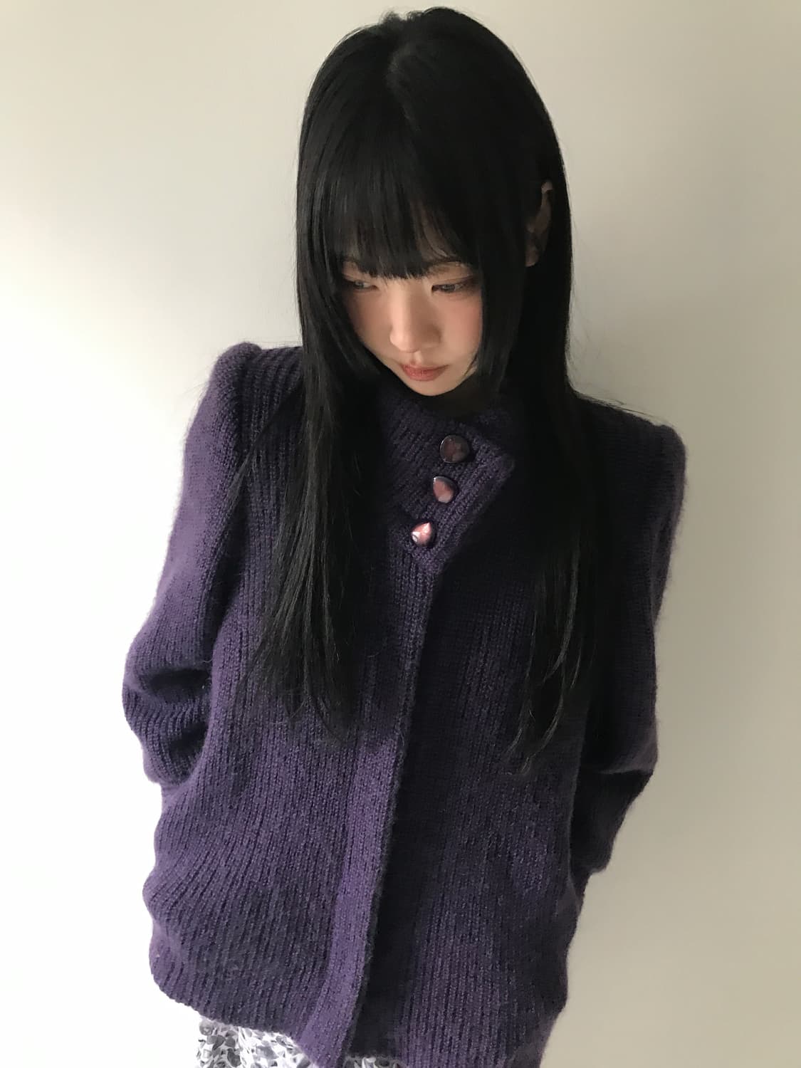 Highneck Button Knit Cardigan 상품이미지4