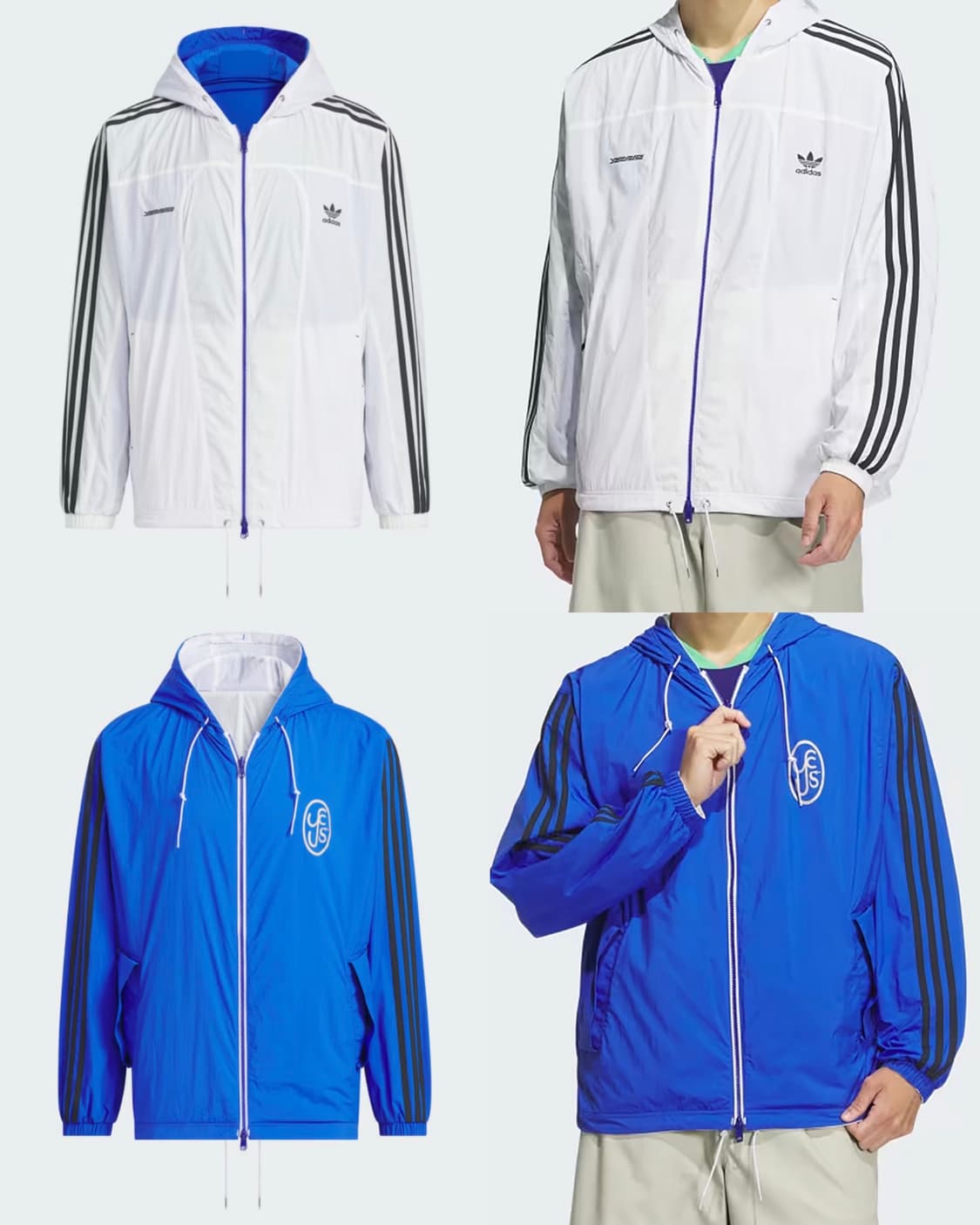 아디다스 X 예스아이씨 리버서블 양면 바람막이 자켓 블루 화이트 2XL 상품이미지2