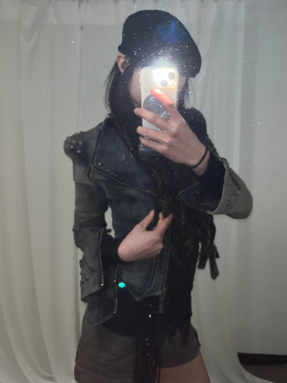 Y2K 그레이 데님 스터드 자켓 상품이미지3