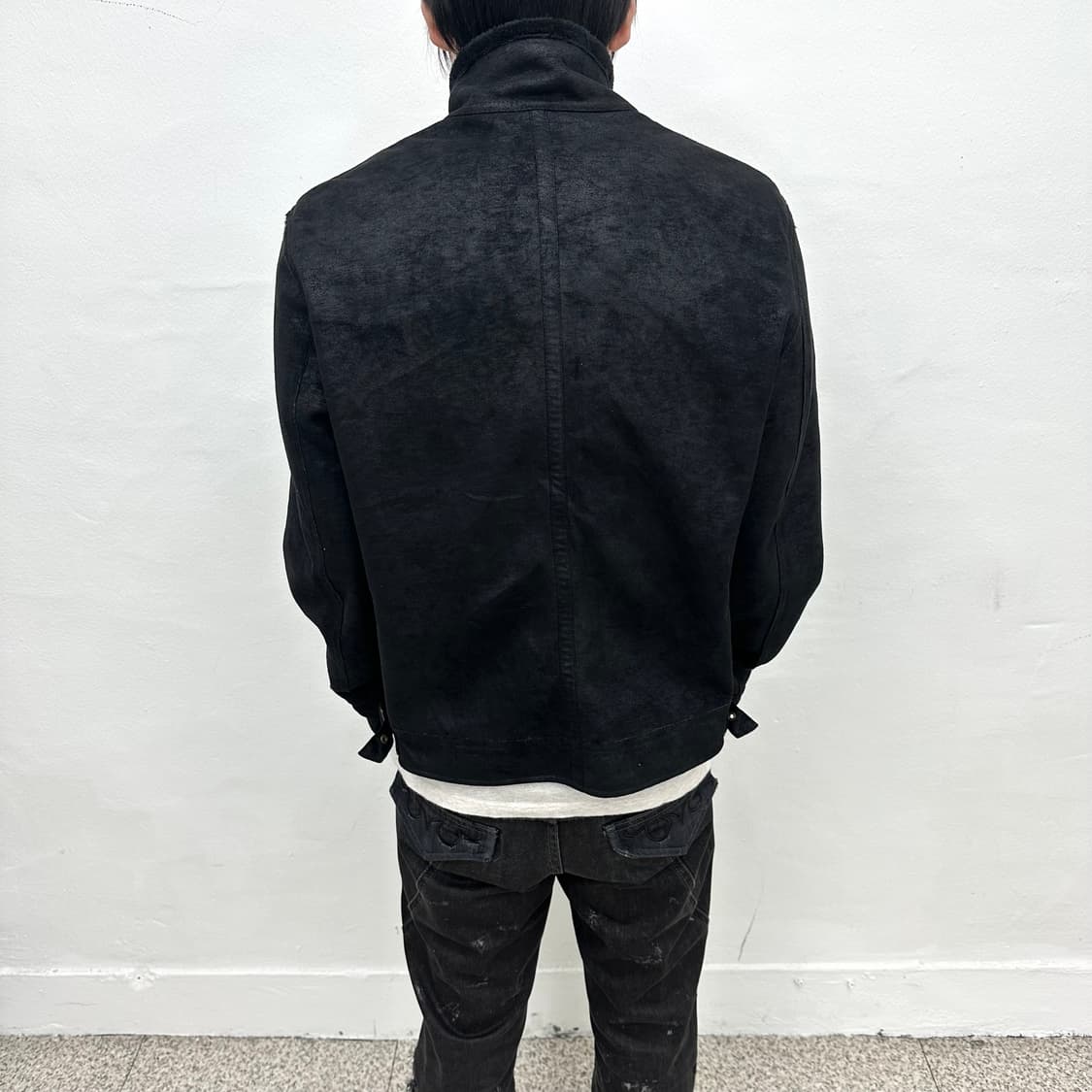 black waxed mouton jacket 상품이미지2