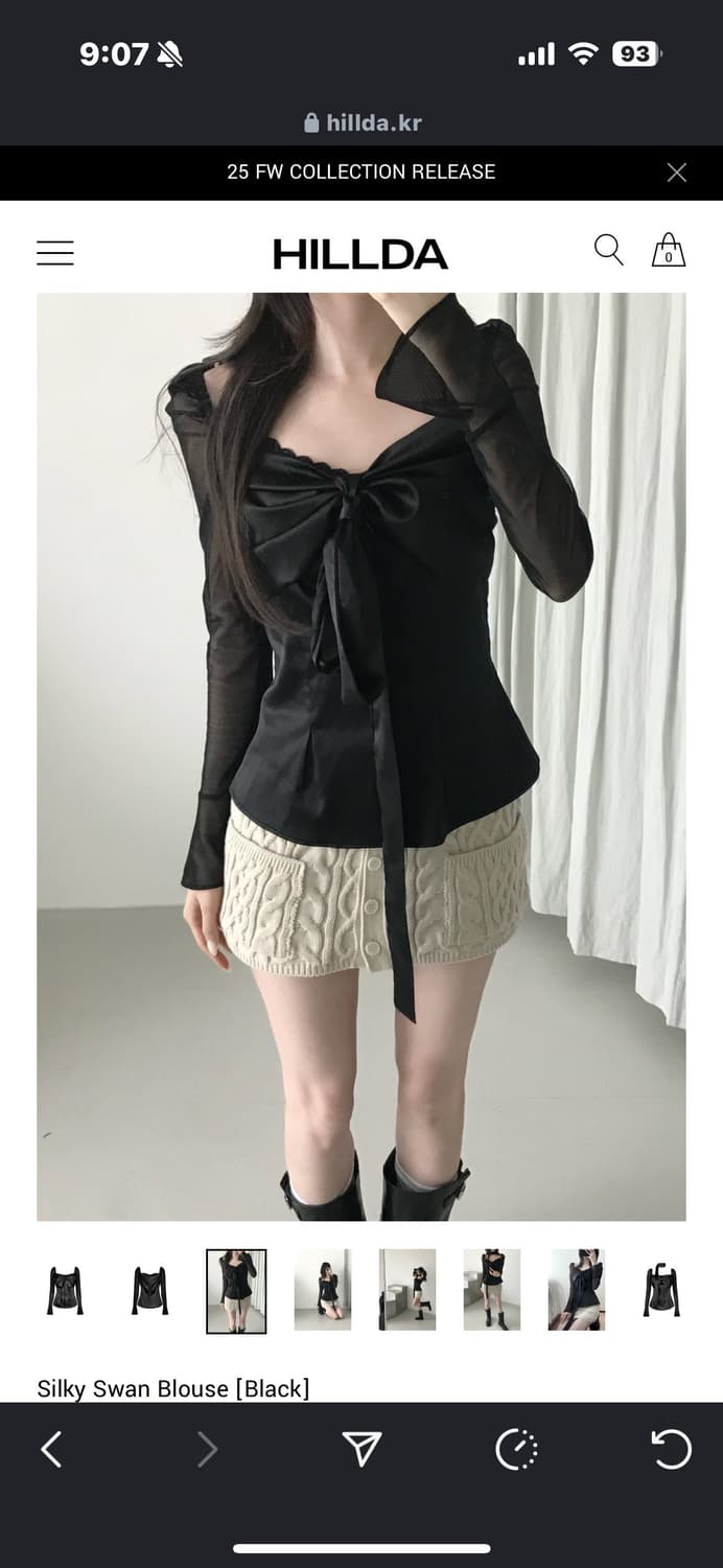 힐다x고희 실키 스완 블랙 블라우스 상품이미지3