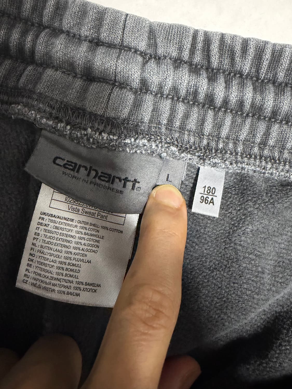 칼하트 WIP 비스타 스웻 팬츠 L 그레이 상품이미지3