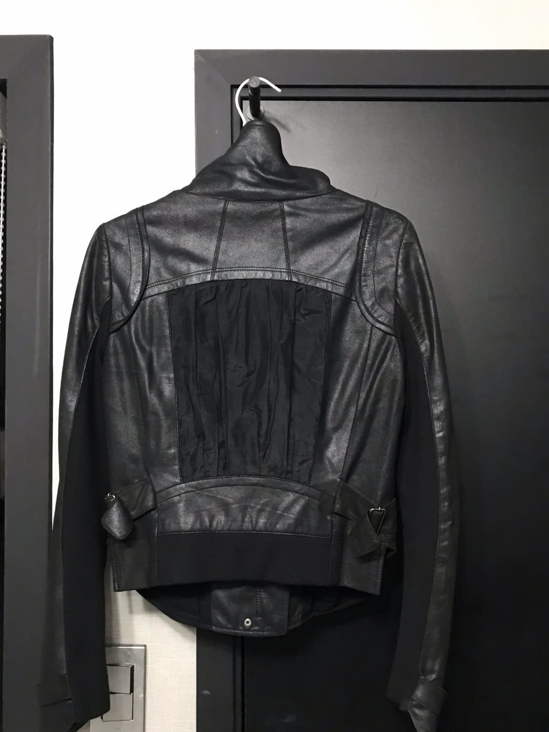 빈티지 하이넥 레더 자켓 상품이미지2