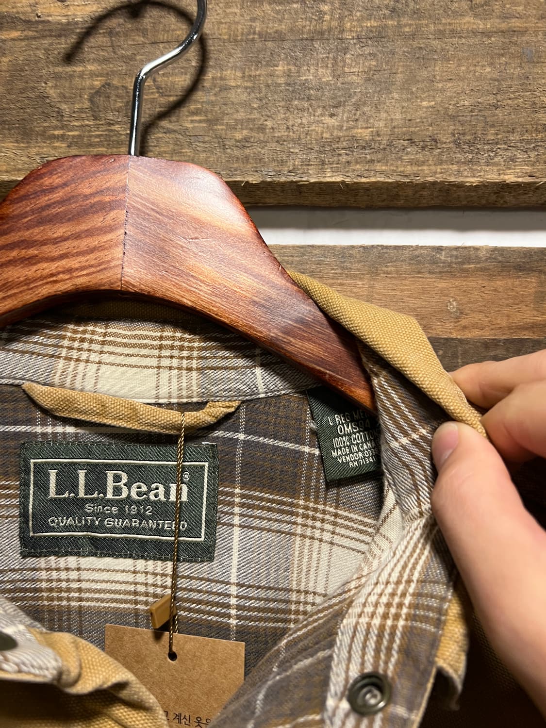 [L]L.L.Bean 케나다제 2포켓 체크 라이닝 브라운 워크 셔츠 자켓 상품이미지2