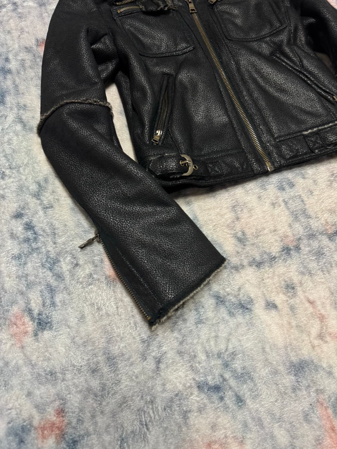 Japanese vkei crow fur jacket 상품이미지5