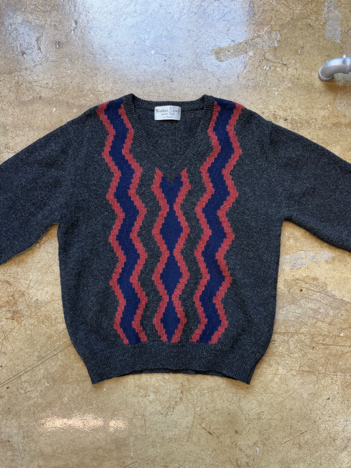 JPN Weather cock 울 패턴 브이넥 니트 상품이미지2