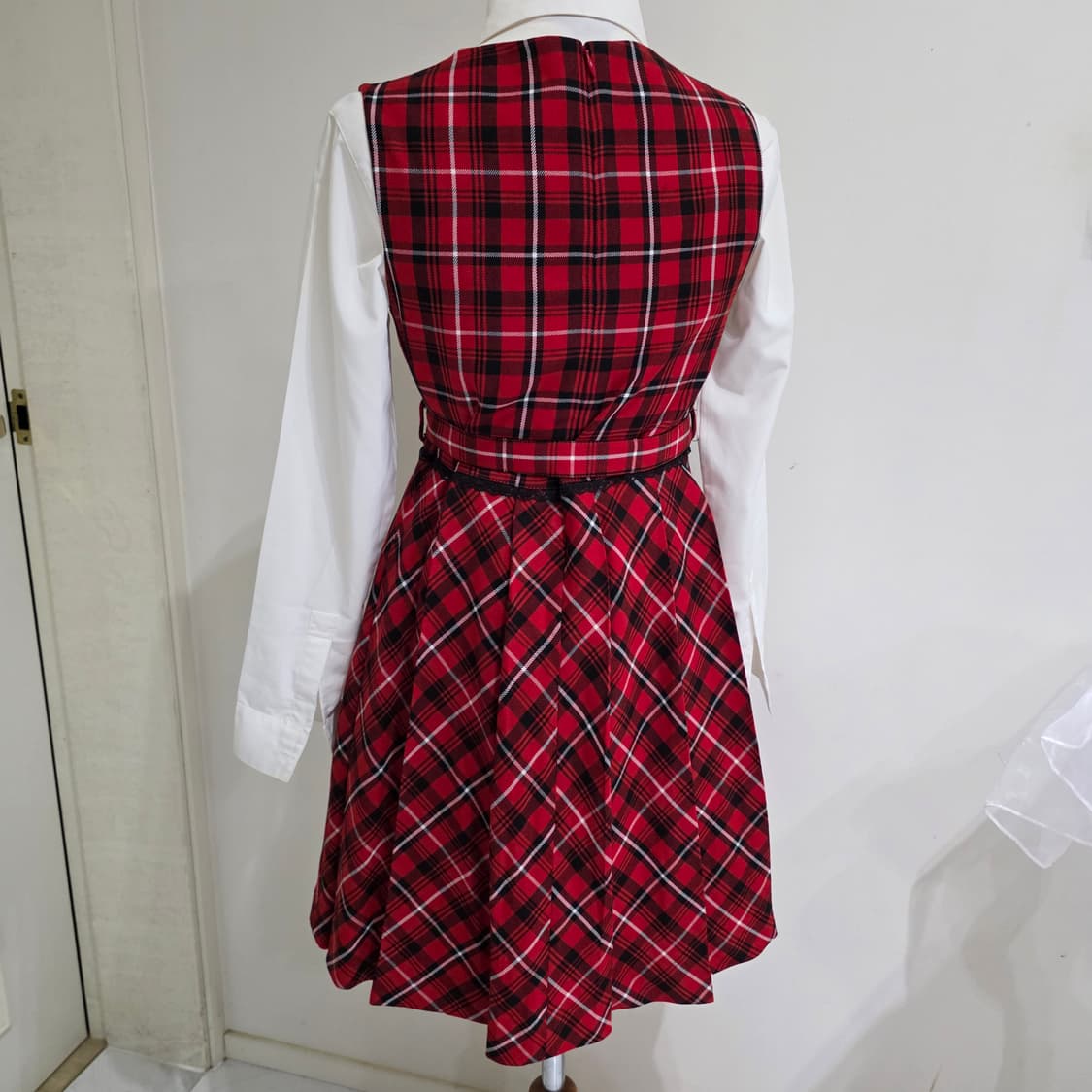 빈티지)00s레드x블랙 타탄체크 캐캐체깔 오네갸루 고딕로리타 플리츠원피스 상품이미지2