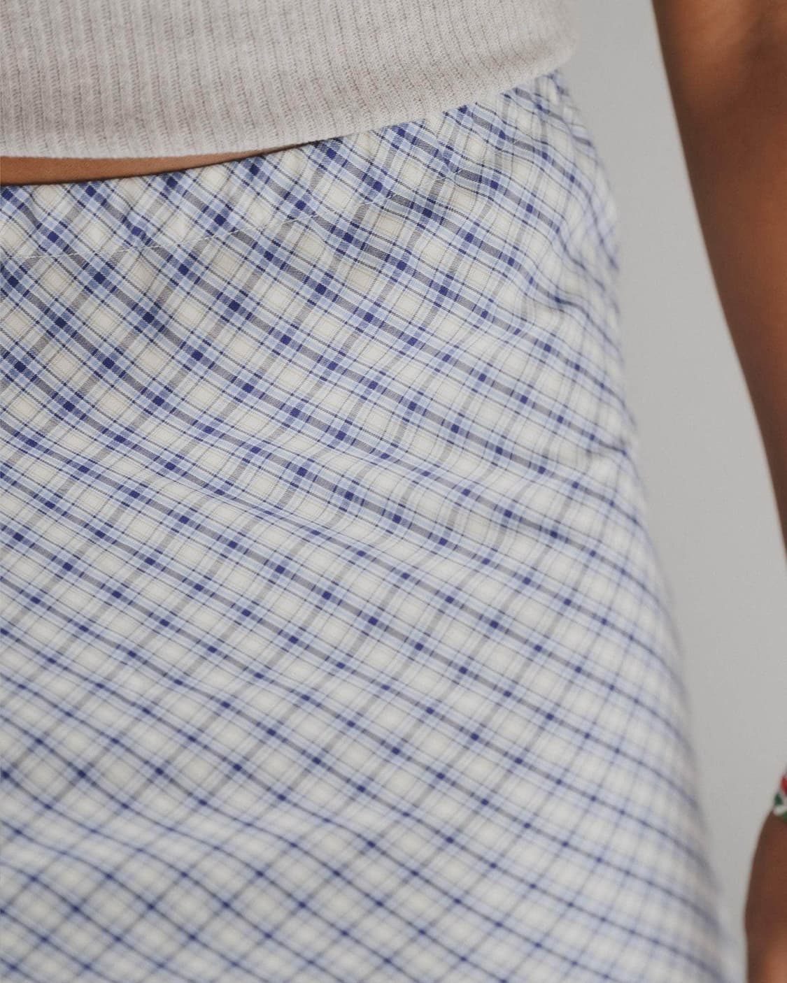 [XS,S,M]베이스레인지 Larva 오가닉 체크 스커트/블루 상품이미지2