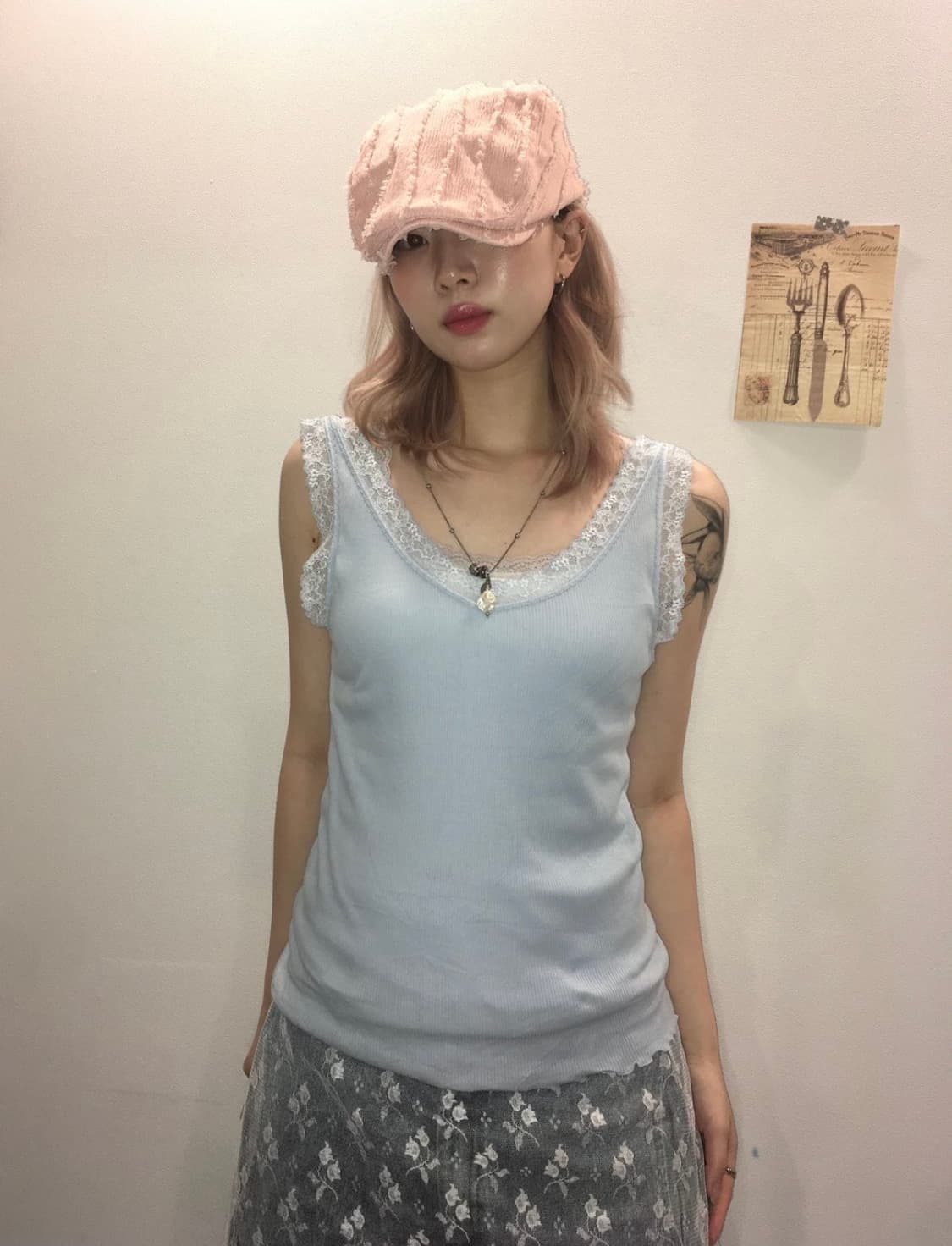 jpn vintage paleblue lace sleeveless 상품이미지3