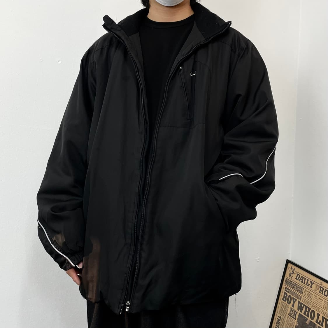 XL(2XL) 나이키 하이넥 파이핑 비대칭 바람막이점퍼 상품이미지2