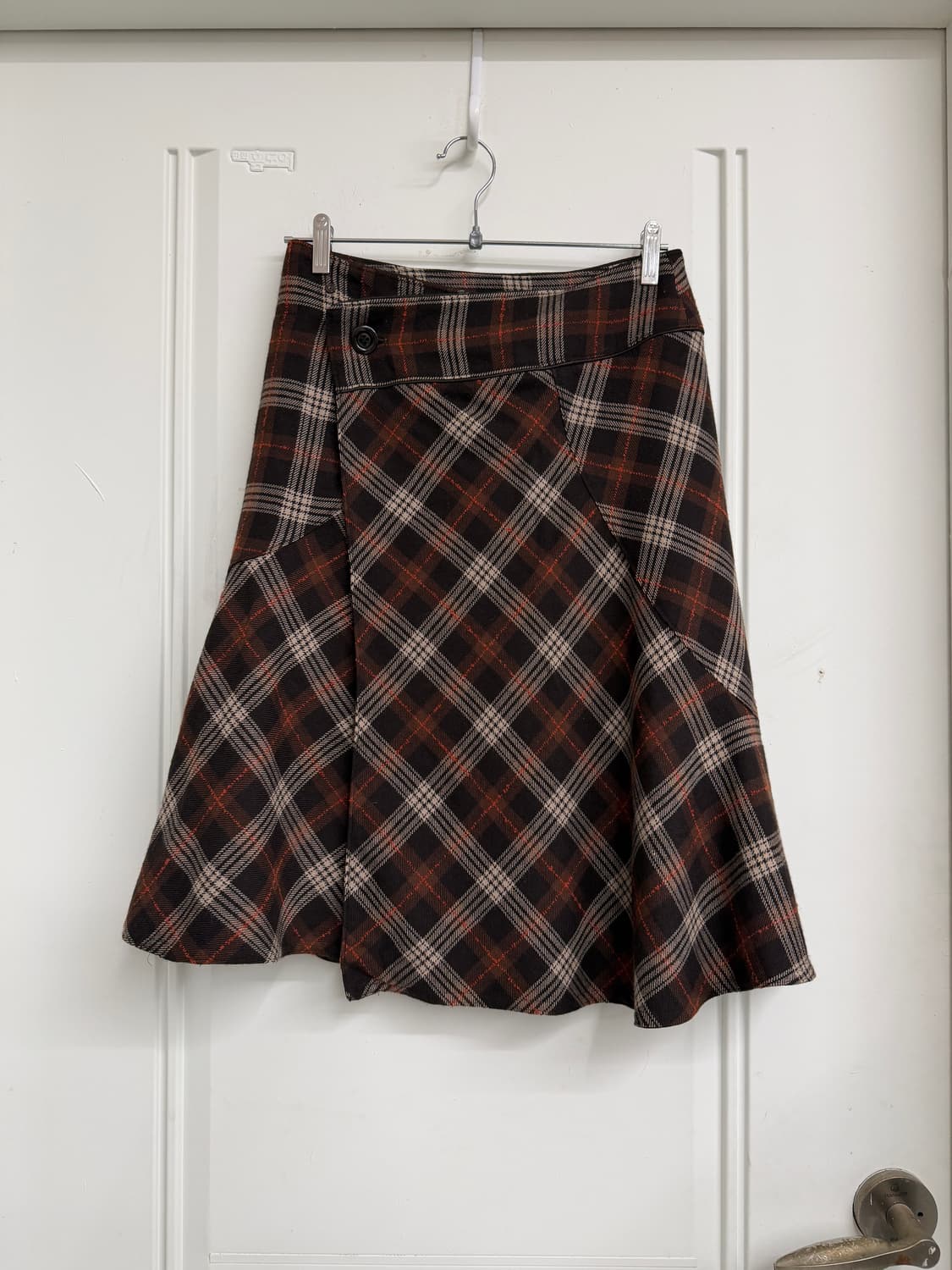 일본빈티지 노바체크 울 언발 미디스커트 상품이미지5