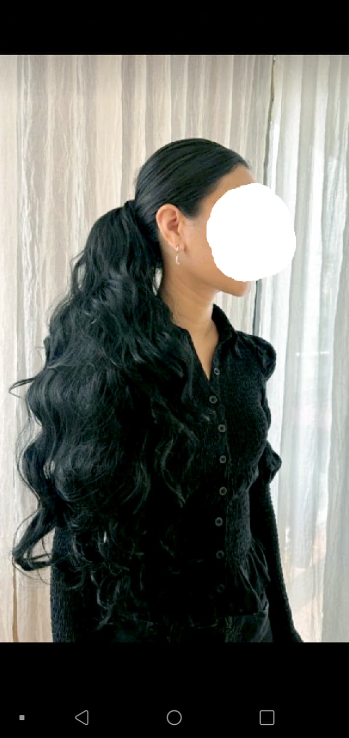 포니테일 웨이브 집게핀 자연스러운 가발 내추럴 블랙 상품이미지1