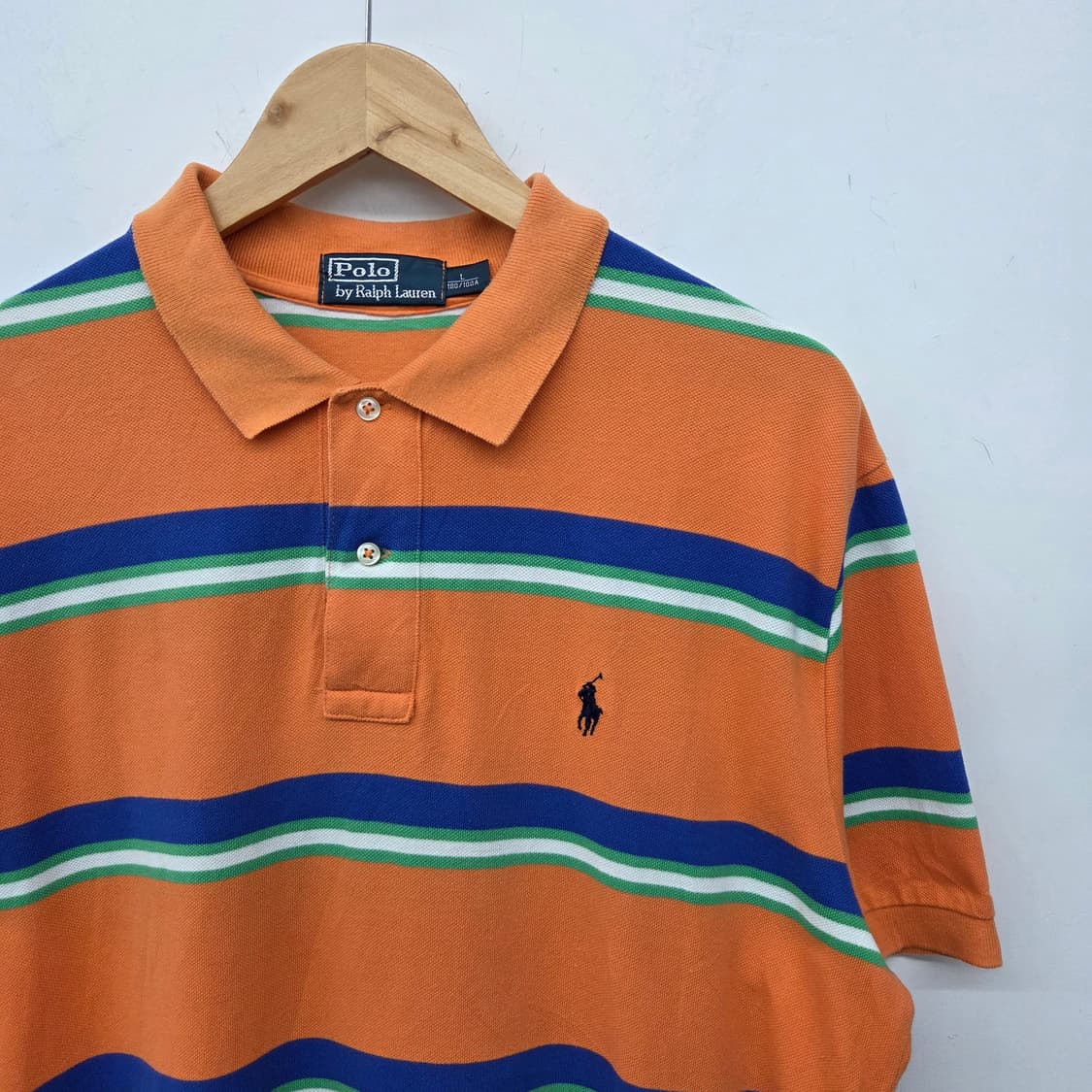 폴로 스트라이프 반팔 카라티 오렌지 남XL 상품이미지3