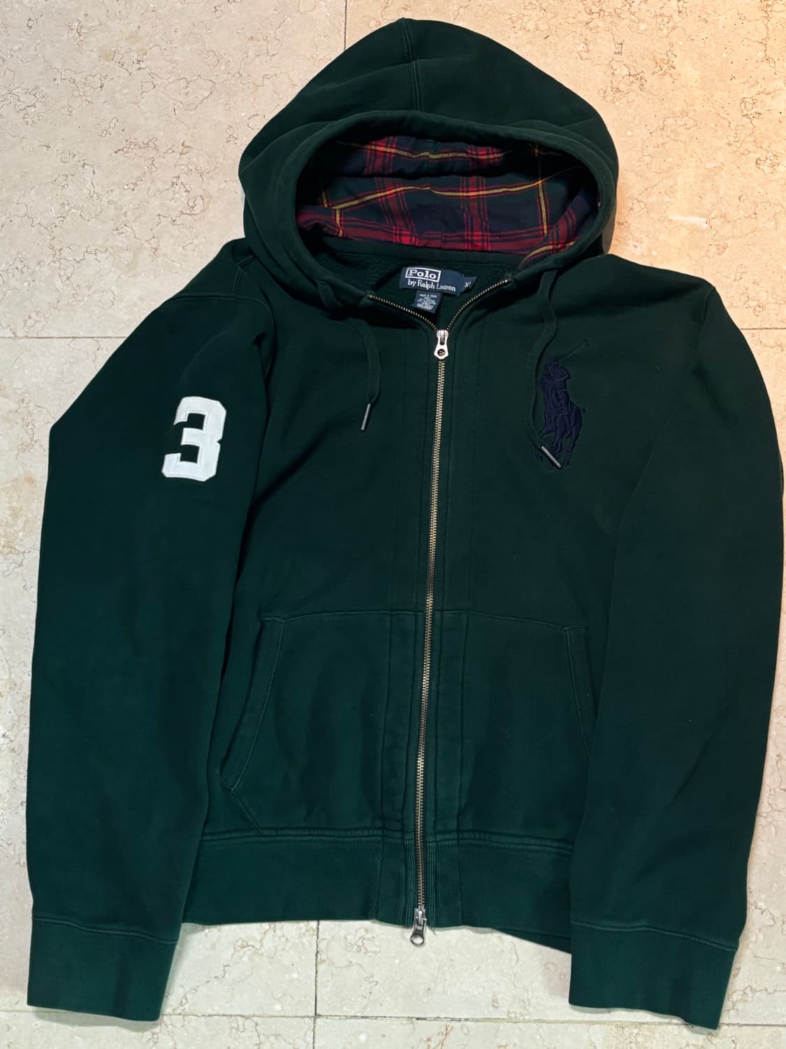 폴로 랄프로렌 빈티지 빅포니 그린 체크 후드집업 상품이미지2
