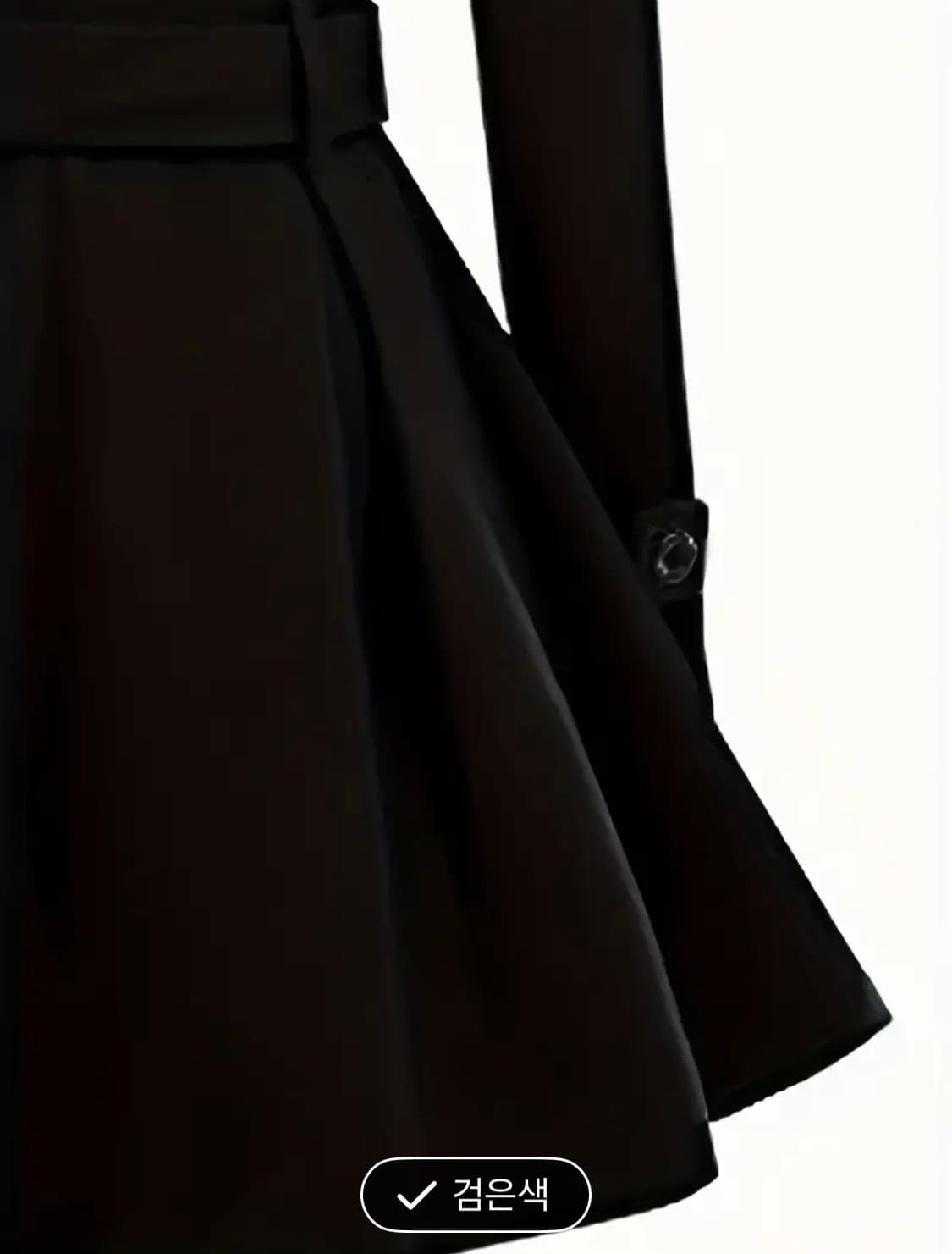 블랙 벨티드 플레어 코트 새상품 상품이미지5