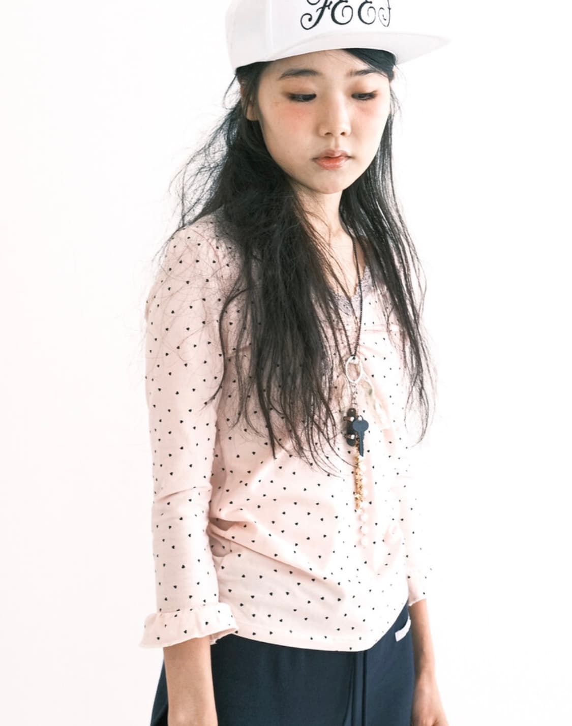 샵페어리 미니 하트 레이스 핑크 탑 상품이미지1