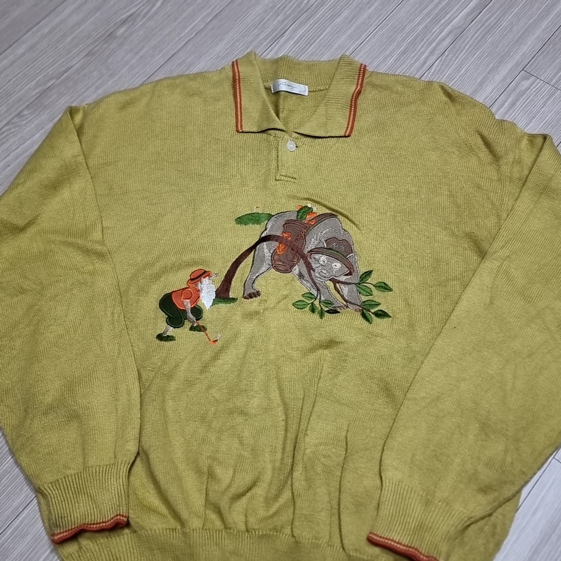 미즈노 빈티지 자수 니트 티셔츠 골프 웨어(100-105) 상품이미지1