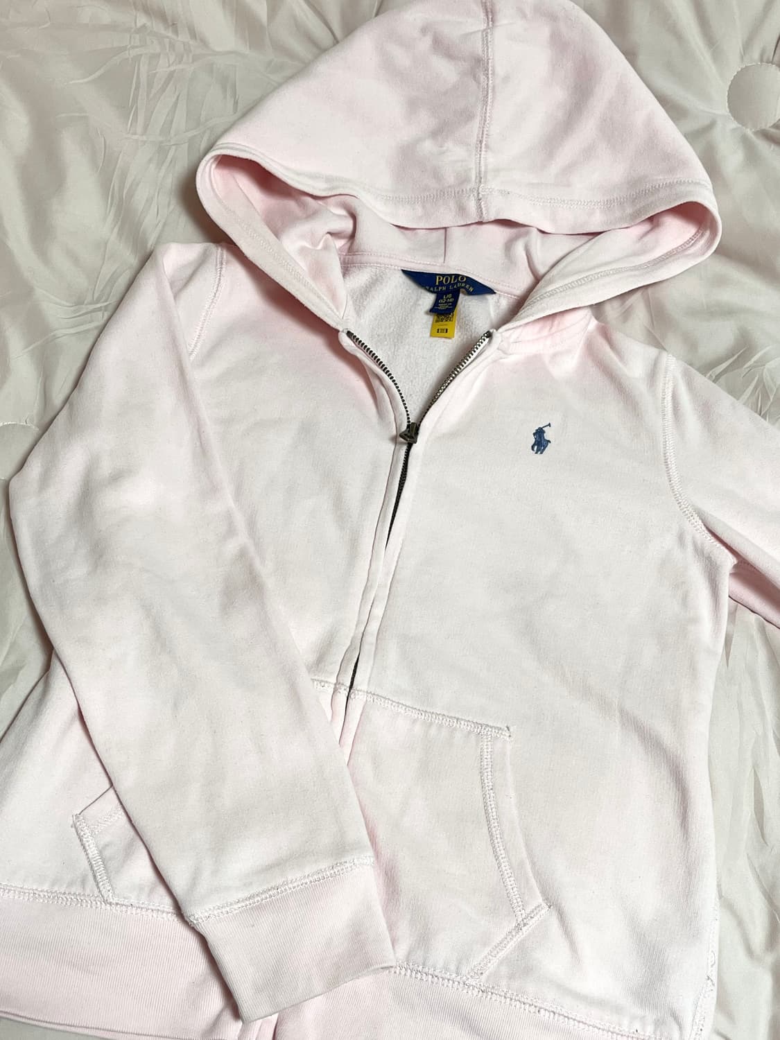 [큐알 정품! ] 폴로 랄프로렌 연핑크 + 네이비 포니 딸기우유 후드집업 상품이미지2