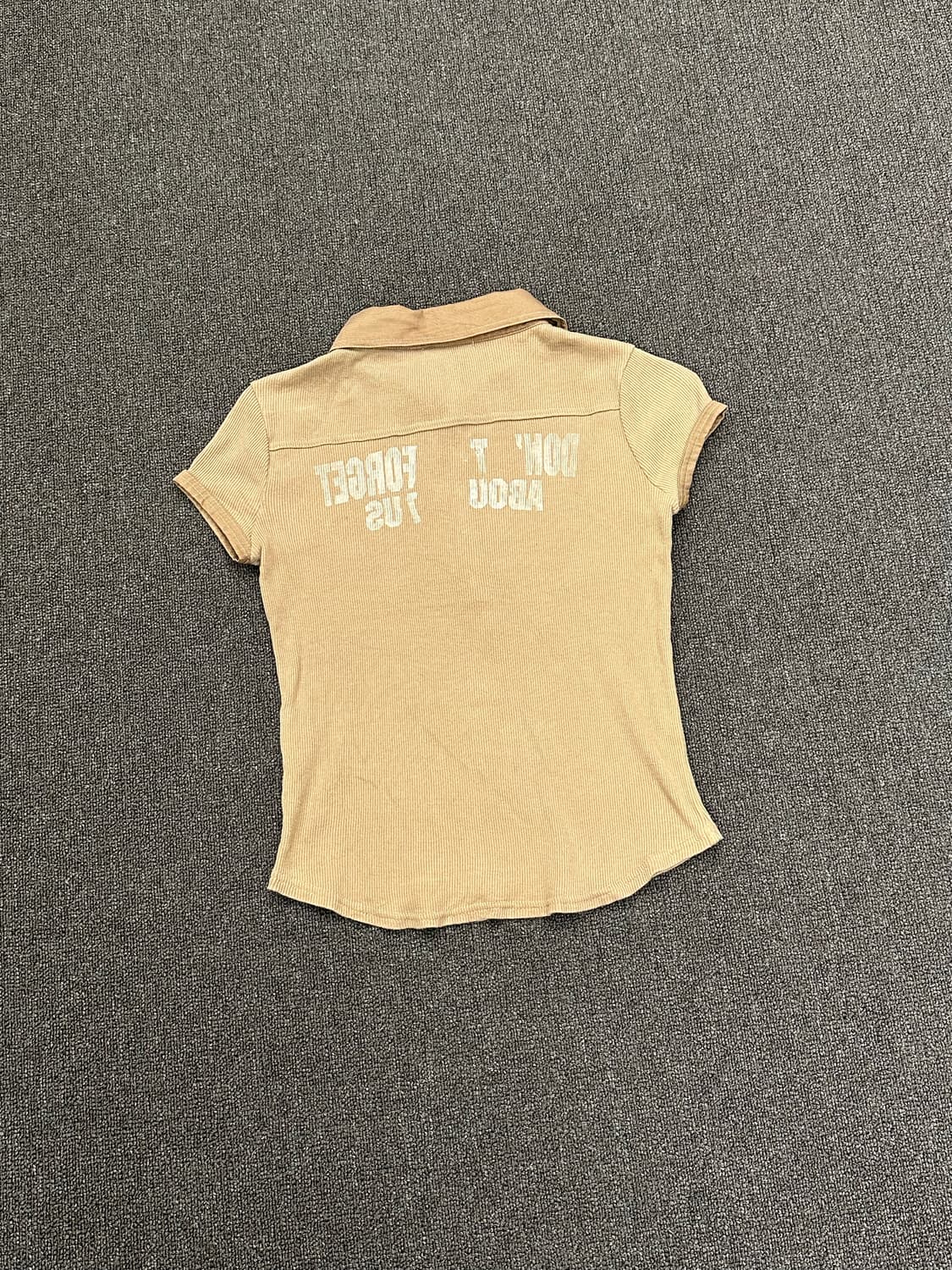 L)Japanese vintage 여성 베이지 골지 반팔 상품이미지6