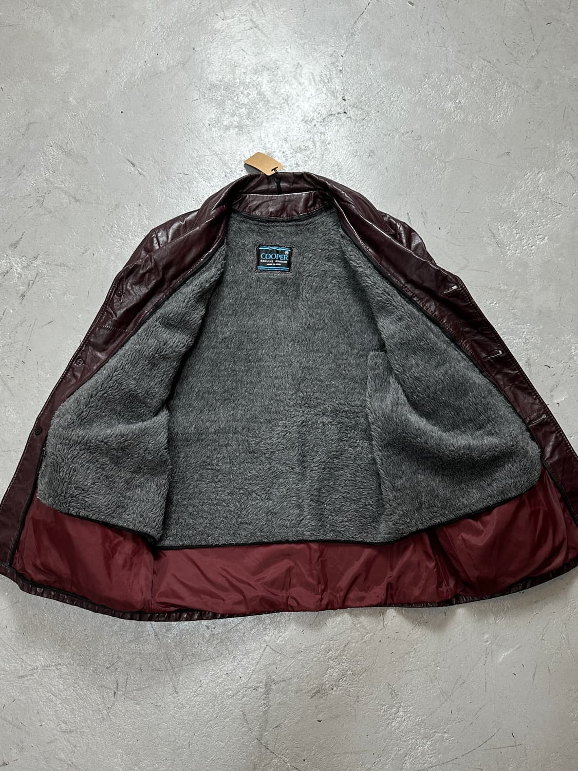 80's 빈티지 버건디 레더 자켓 레더 블레이저 카코트 상품이미지7