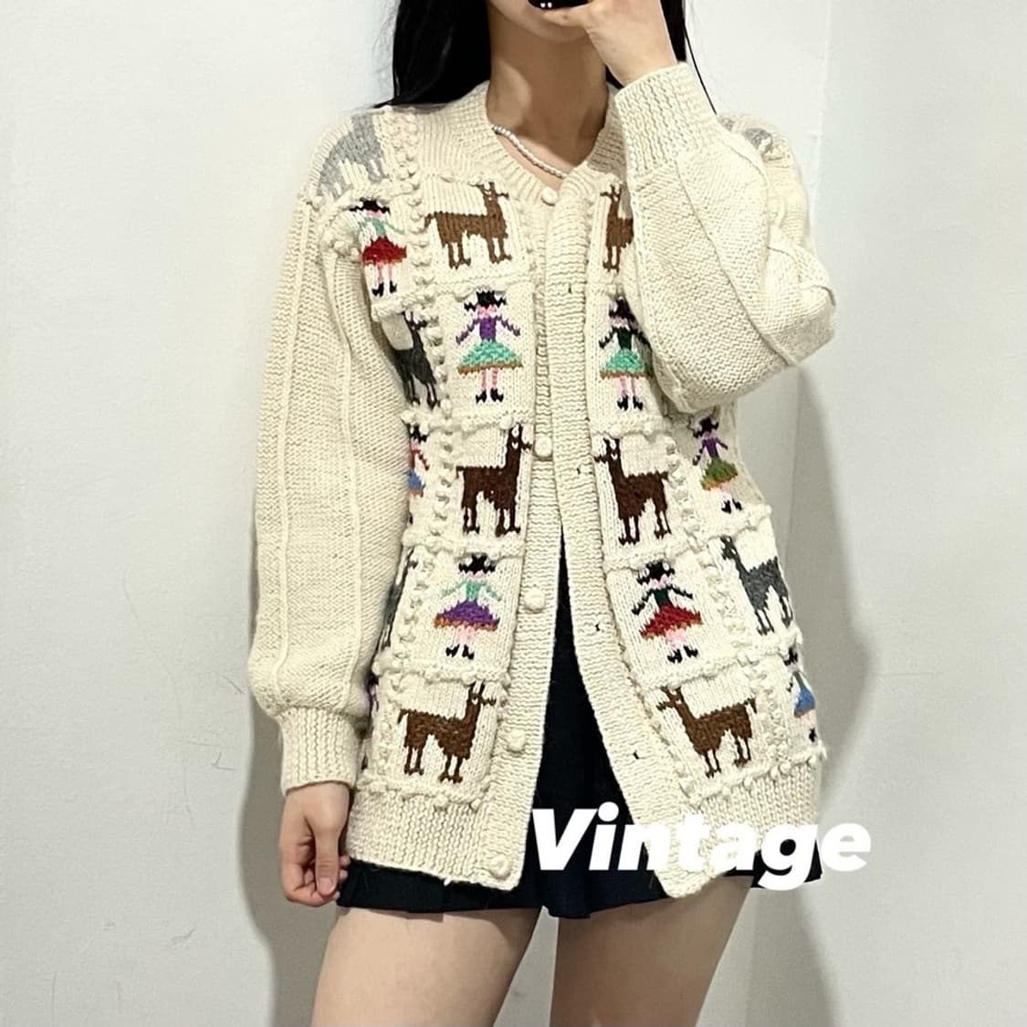 빈티지 키치 자수 방울 가디건 상품이미지1