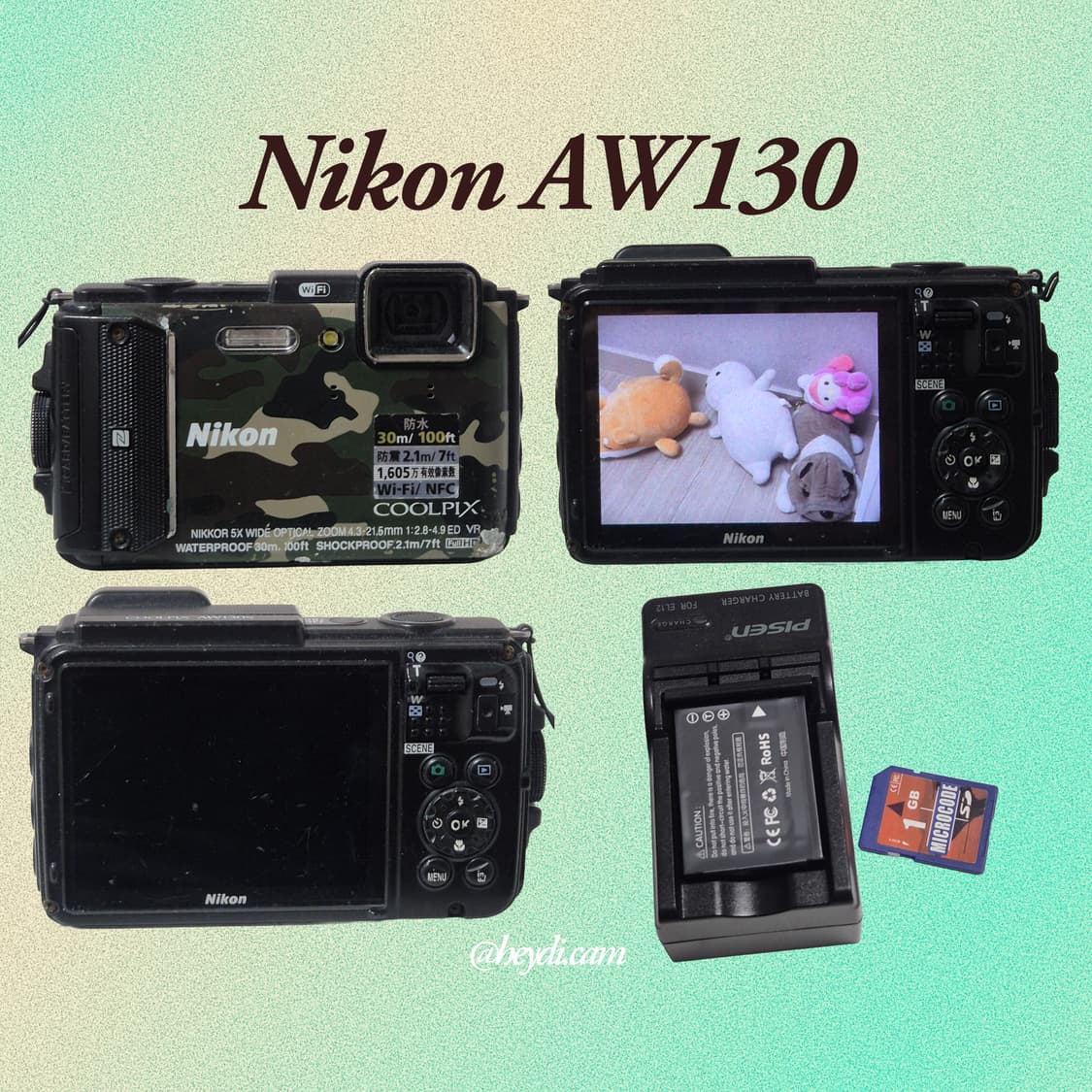 (희귀매물)니콘 쿨픽스 aw130 카모플라쥬 Nikon aw130 상품이미지2