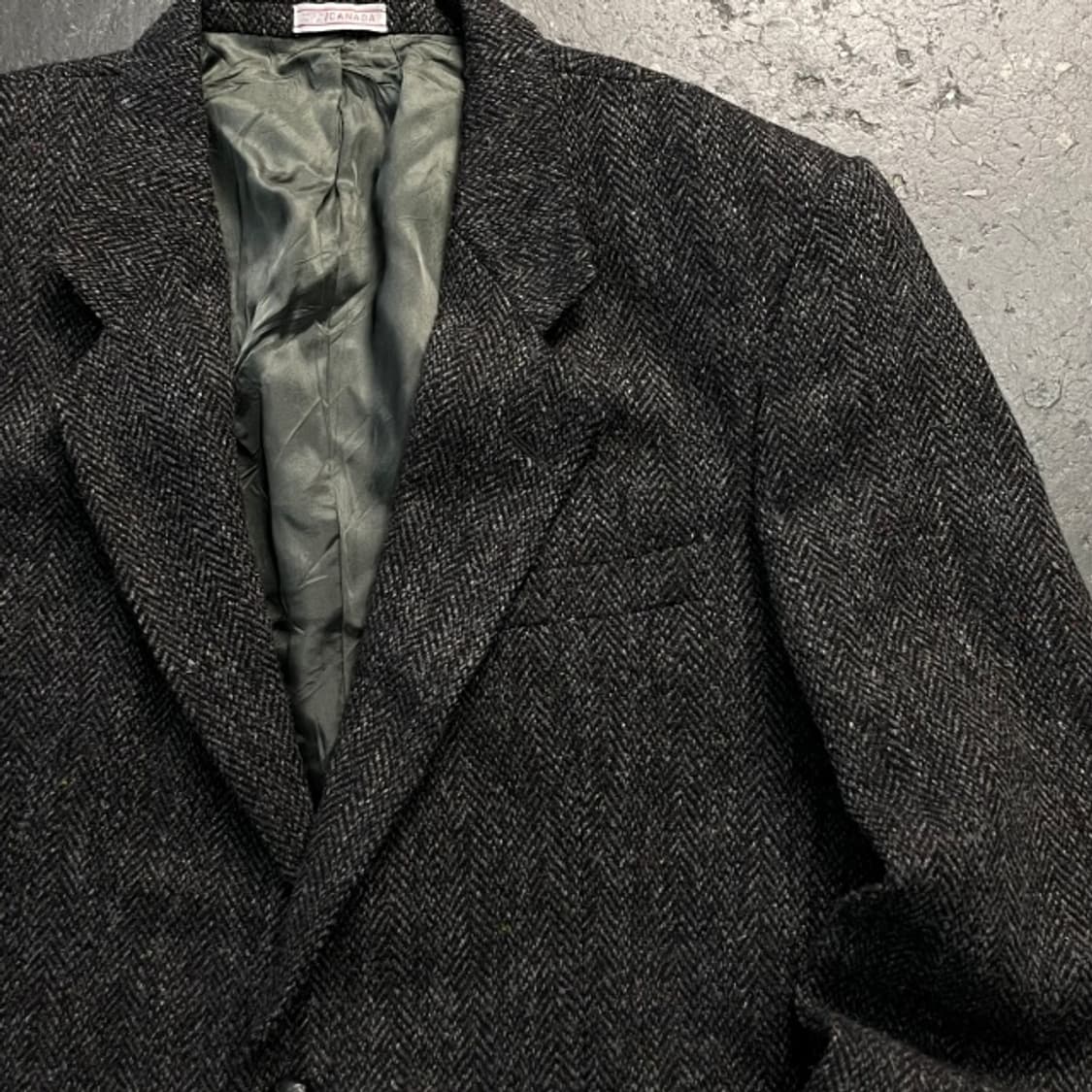 100 캐나다 해리스 트위드 해링본 패턴 울 블레이저 자켓 상품이미지2